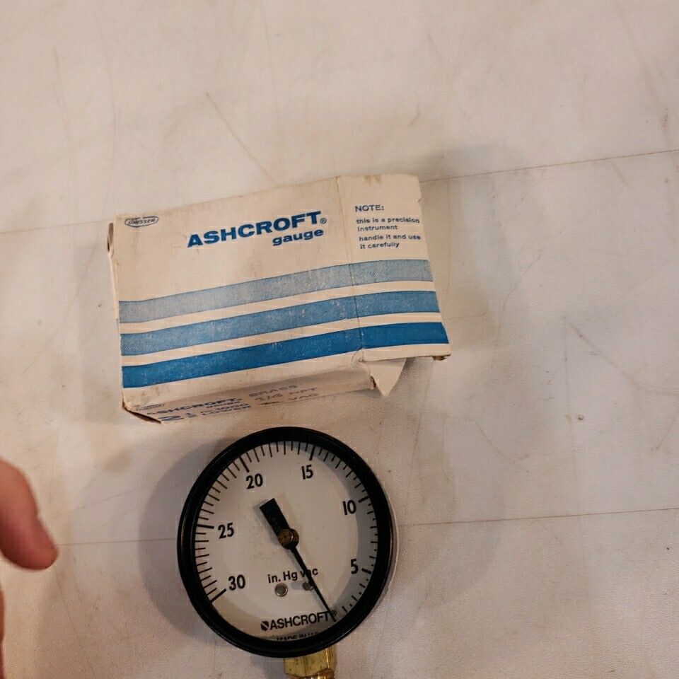 Ashcroft 1000 Vacuum Gauge 0-30 in Hg Vac 1/4" NPT Brass 2.5" Wide Dresser