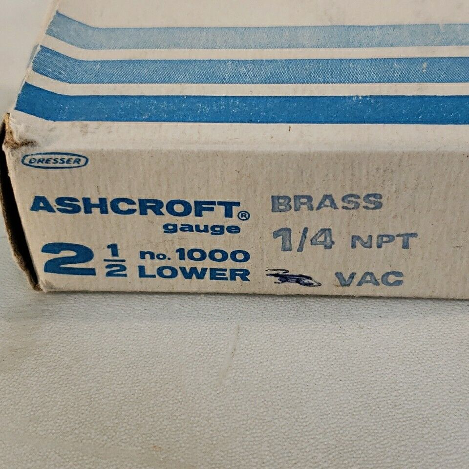 Ashcroft 1000 Vacuum Gauge 0-30 in Hg Vac 1/4" NPT Brass 2.5" Wide Dresser