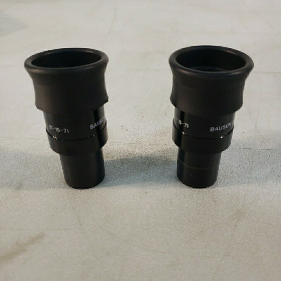 Bausch Lomb 10x WF Stereo 31-15-71 Microscope Eyepieces With Eyerests