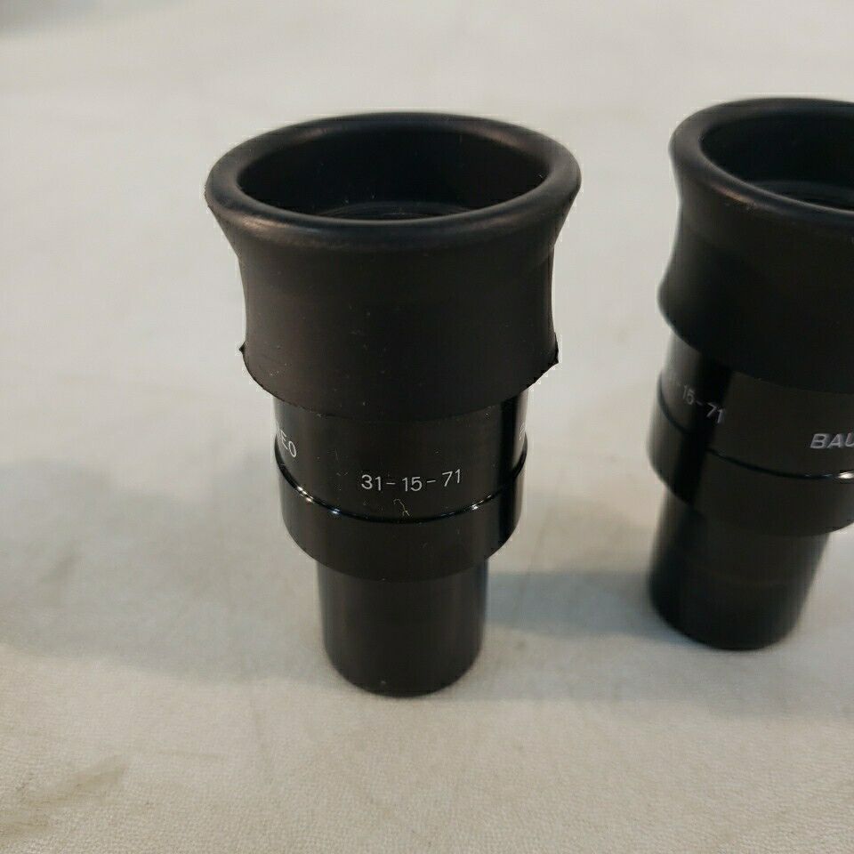 Bausch Lomb 10x WF Stereo 31-15-71 Microscope Eyepieces With Eyerests