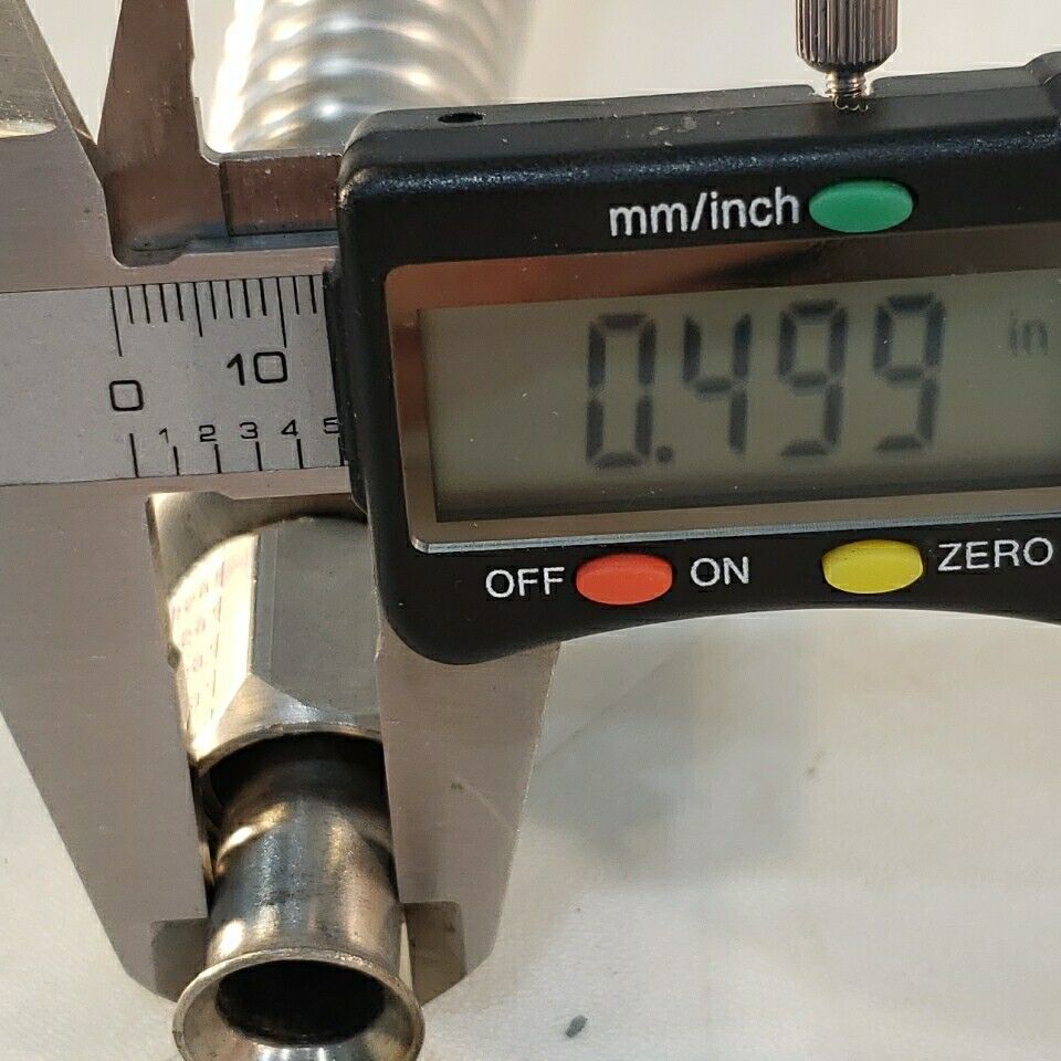 Liquid Nitrogen Transfer Hose Line Cryogenic XNE SS 6 Ft 1/2" NPT 1/2" Flare