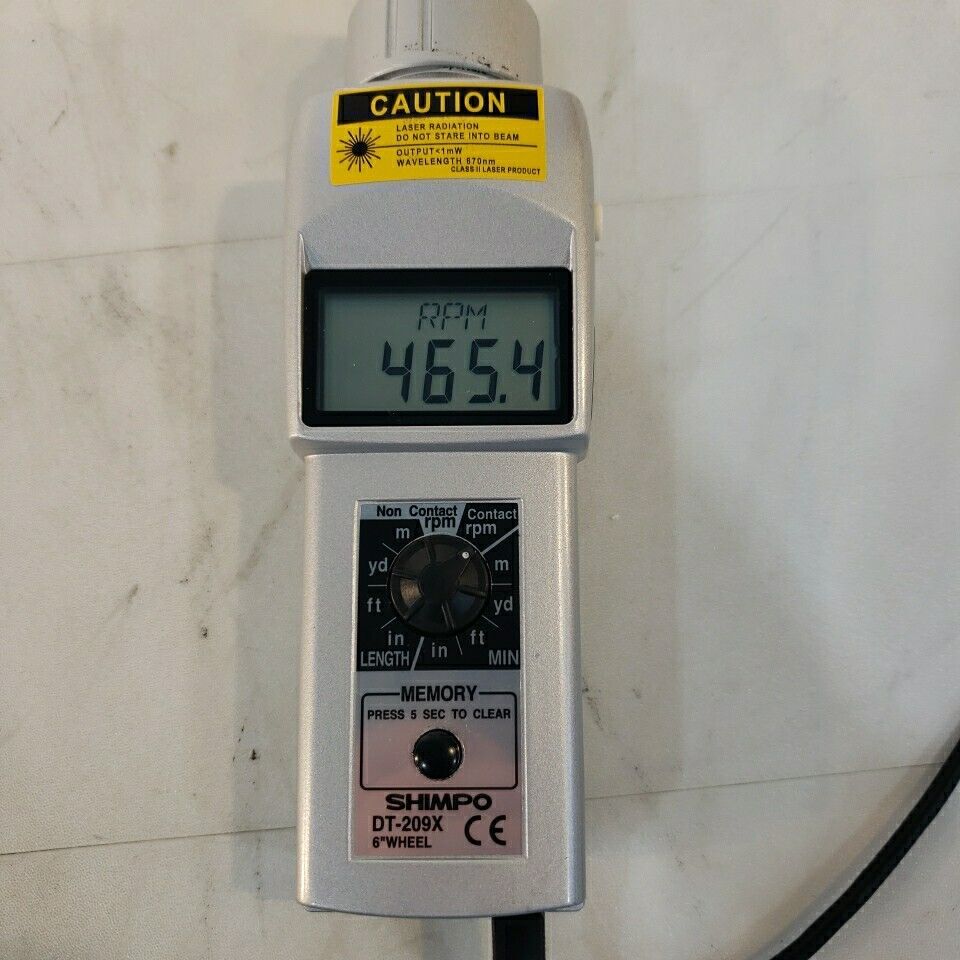 Shimpo DT-209X Handheld Tachometer w/ Contact Wheel, Software, Manual, Tips etc