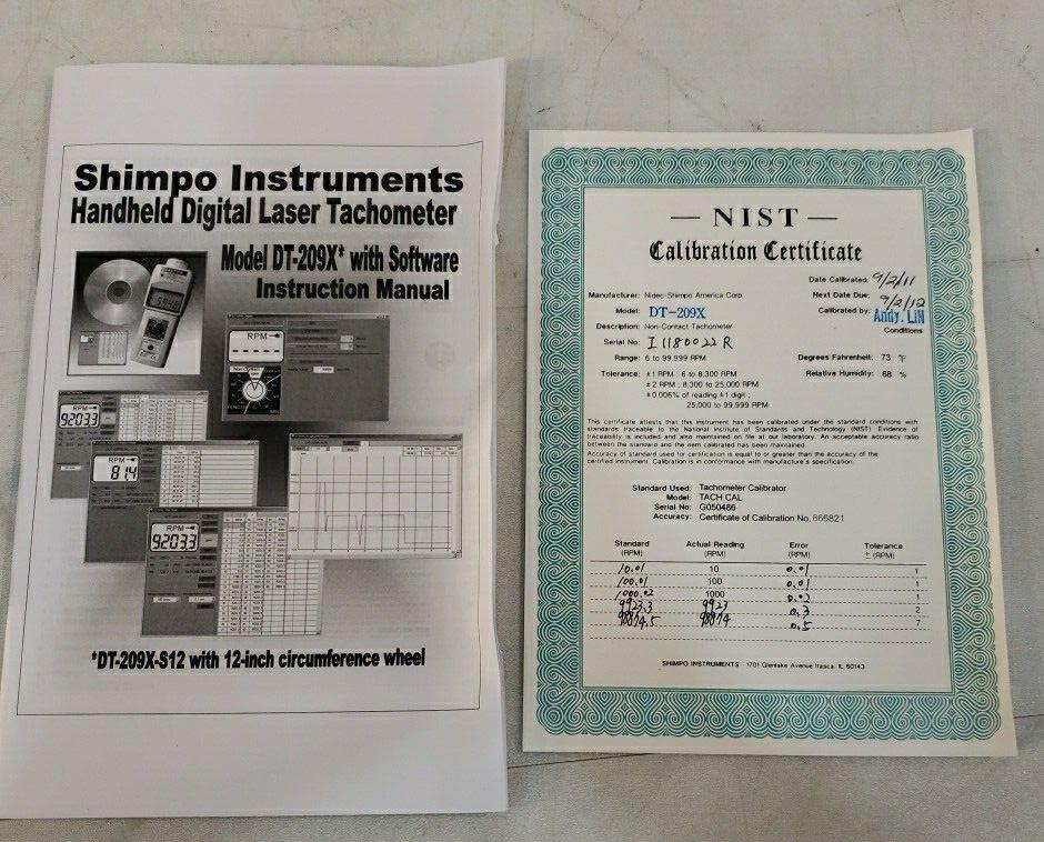 Shimpo DT-209X Handheld Tachometer w/ Contact Wheel, Software, Manual, Tips etc