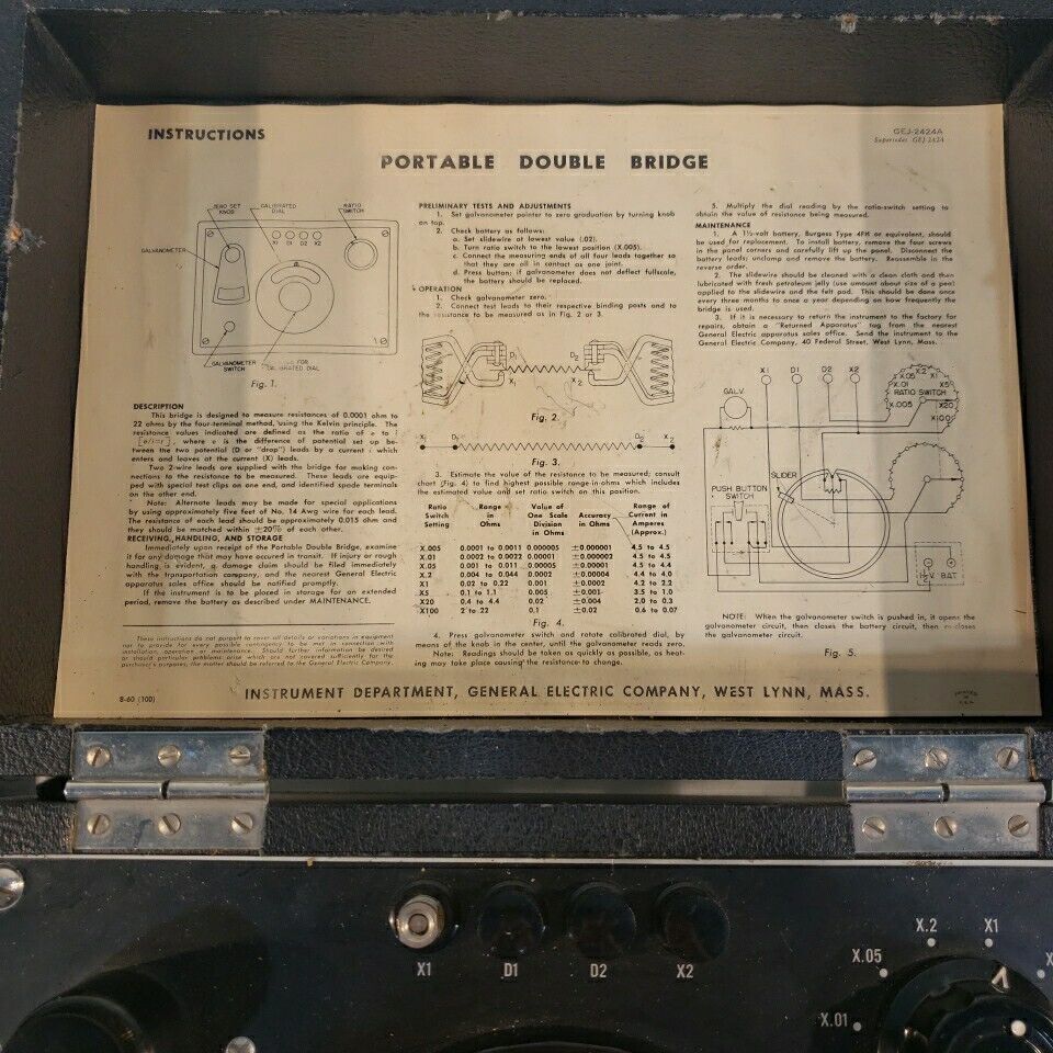 General Electric Portable Double Bridge Cat. 9069199G 1