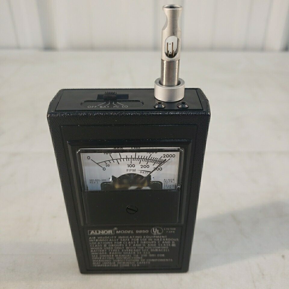 ALNOR 9850 Thermo-Anemometer Air Velocity Meter Indicating Equipment W/extras