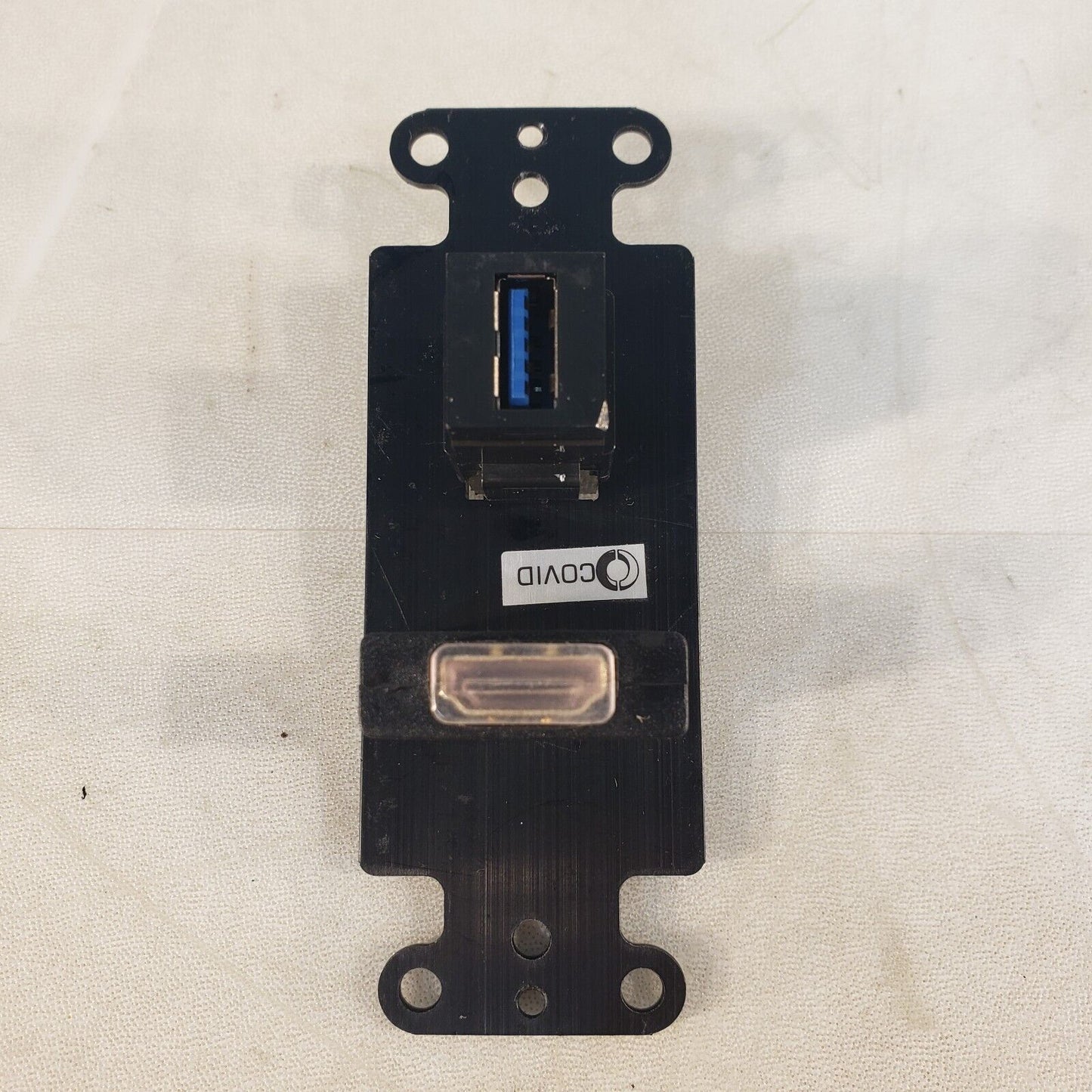 Covid D1231F-BA Black Decora Wall Panel w/ HDMI & USB Female Connections