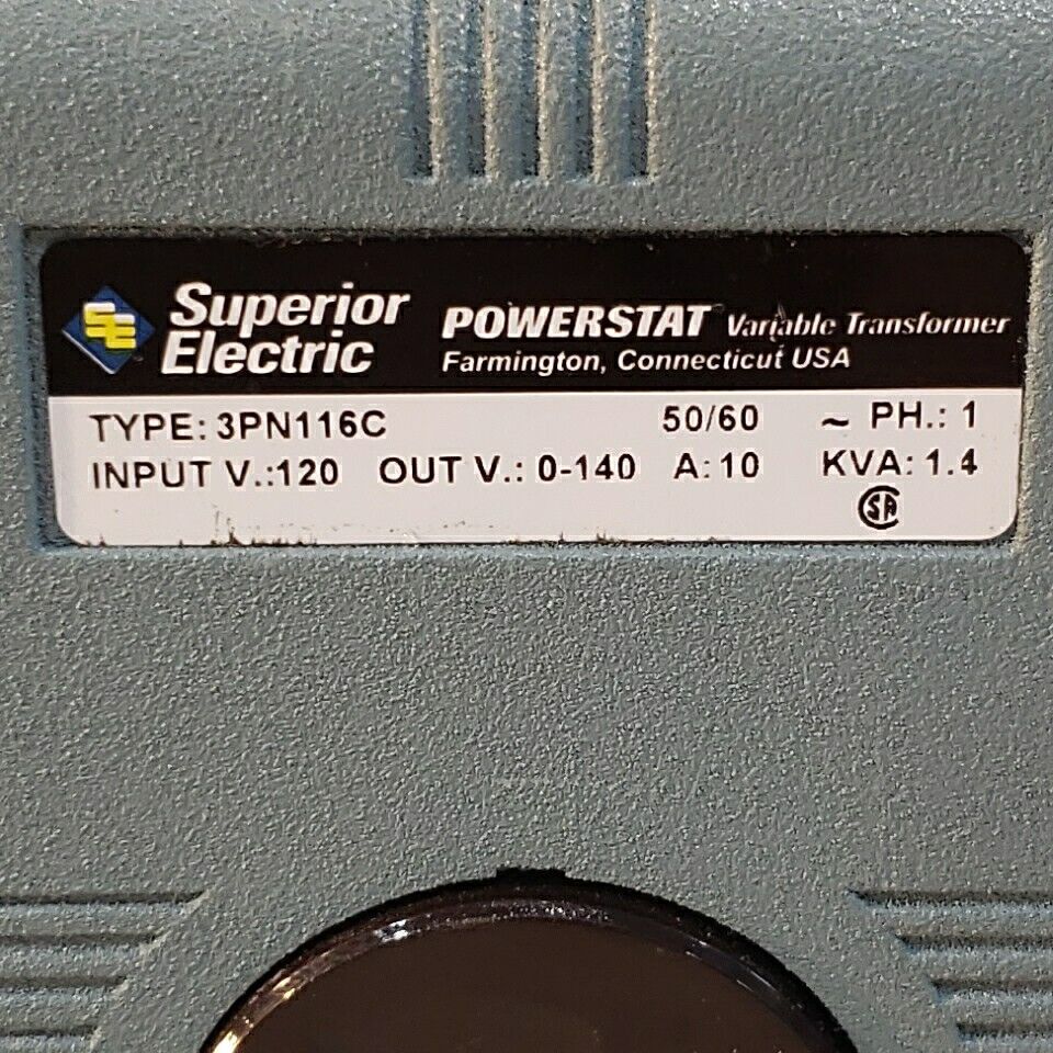 Superior Electric 3PN116C Variable Transformer Powerstat 0-140V Output Tested