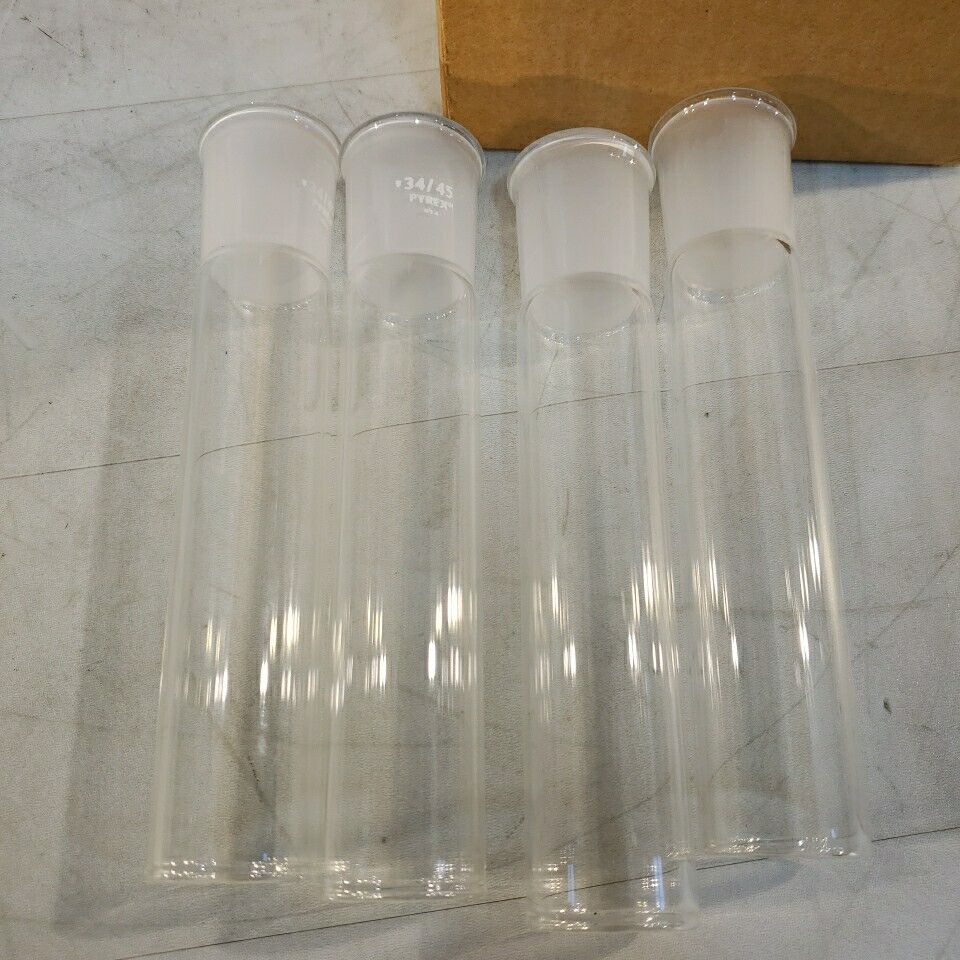 Pyrex 6580 Ground Joint Glassware 34/45 4 Pcs Corning Laboratory Glass Works