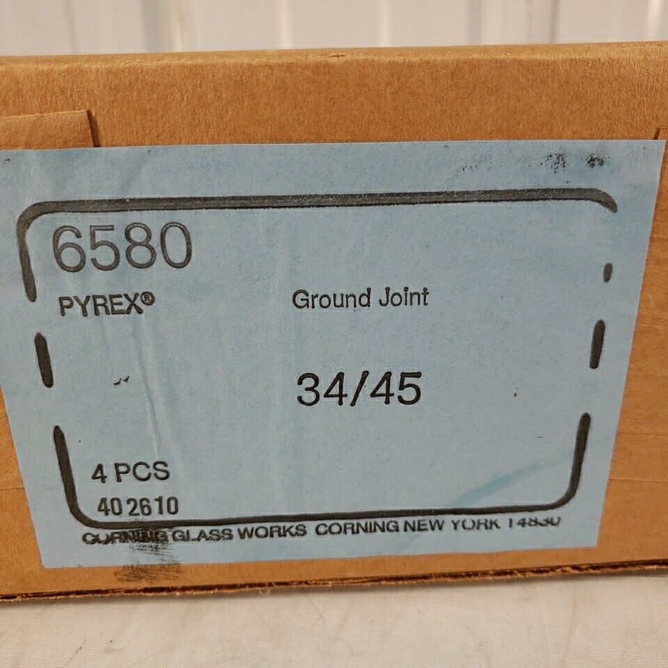 Pyrex 6580 Ground Joint Glassware 34/45 4 Pcs Corning Laboratory Glass Works