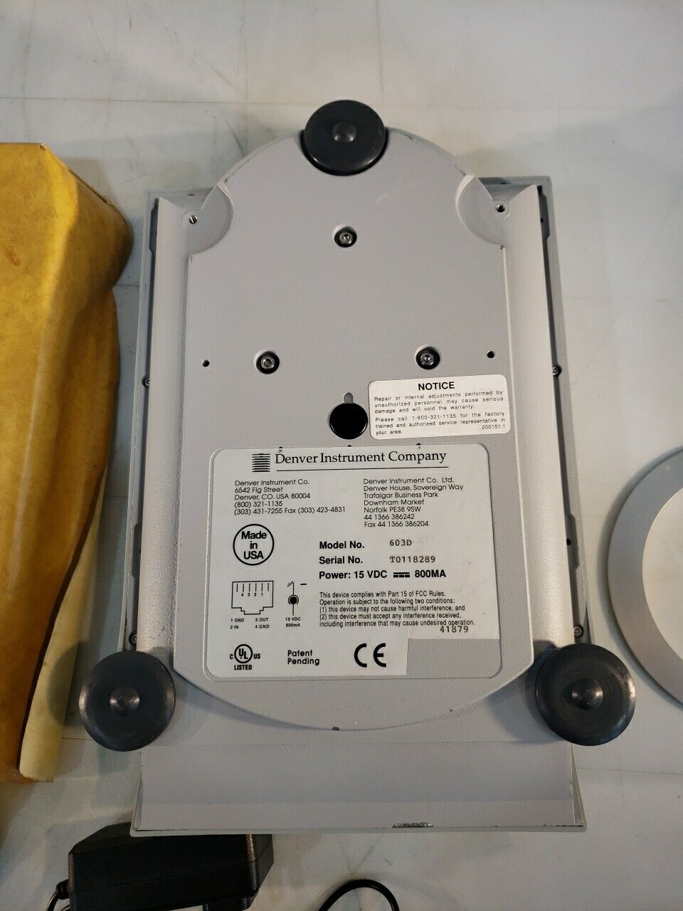Denver TR-603D Scale Precision Balance w/ Cover & Power Cable Max=110g Max2=610g