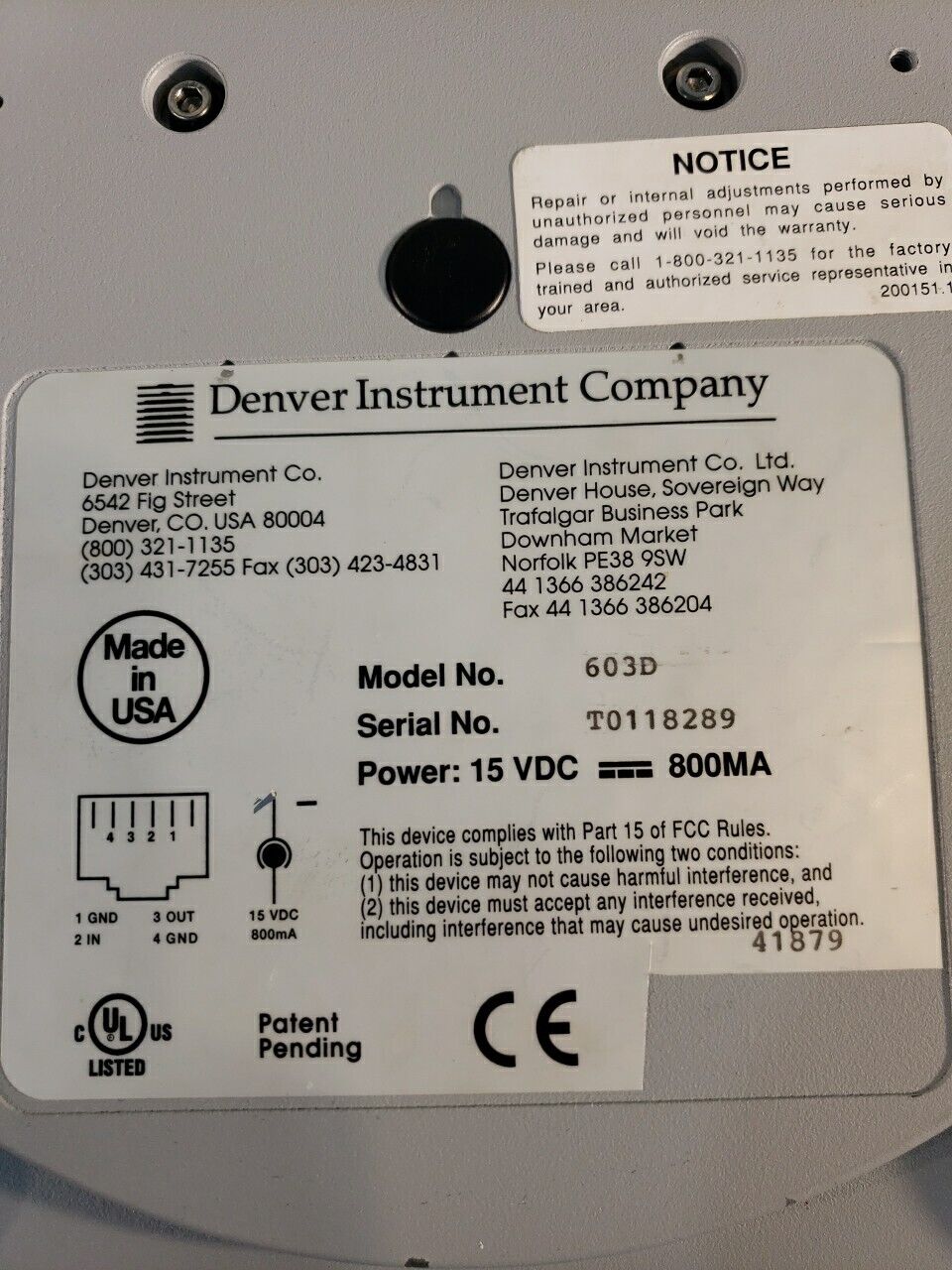 Denver TR-603D Scale Precision Balance w/ Cover & Power Cable Max=110g Max2=610g