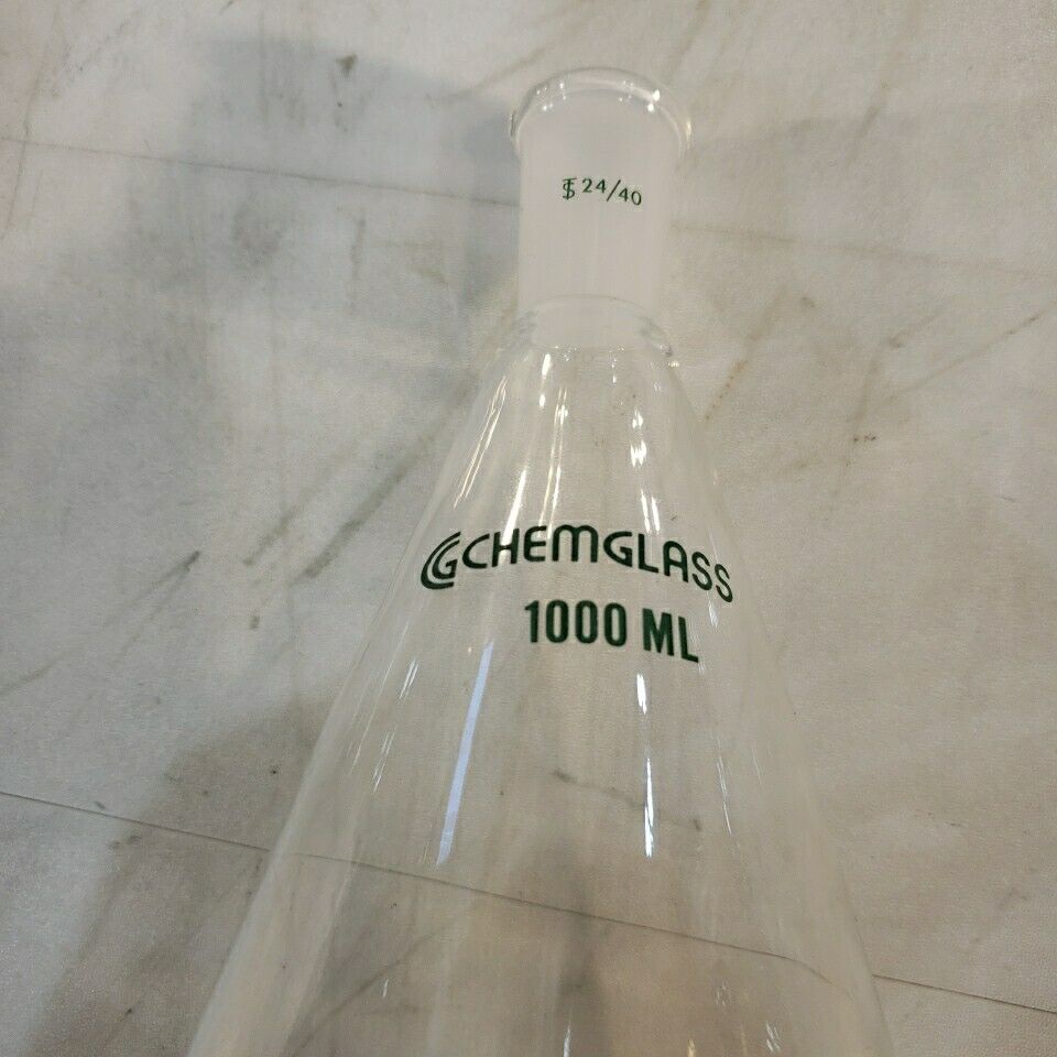 Chemglass 1000mL Kuderna-Danish Flask 24/40 19/22 Glass Laboratory 1L