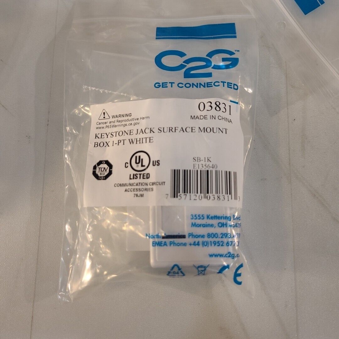 C2G 03831 Keystone Jack Surface Mount Box 1-PT White