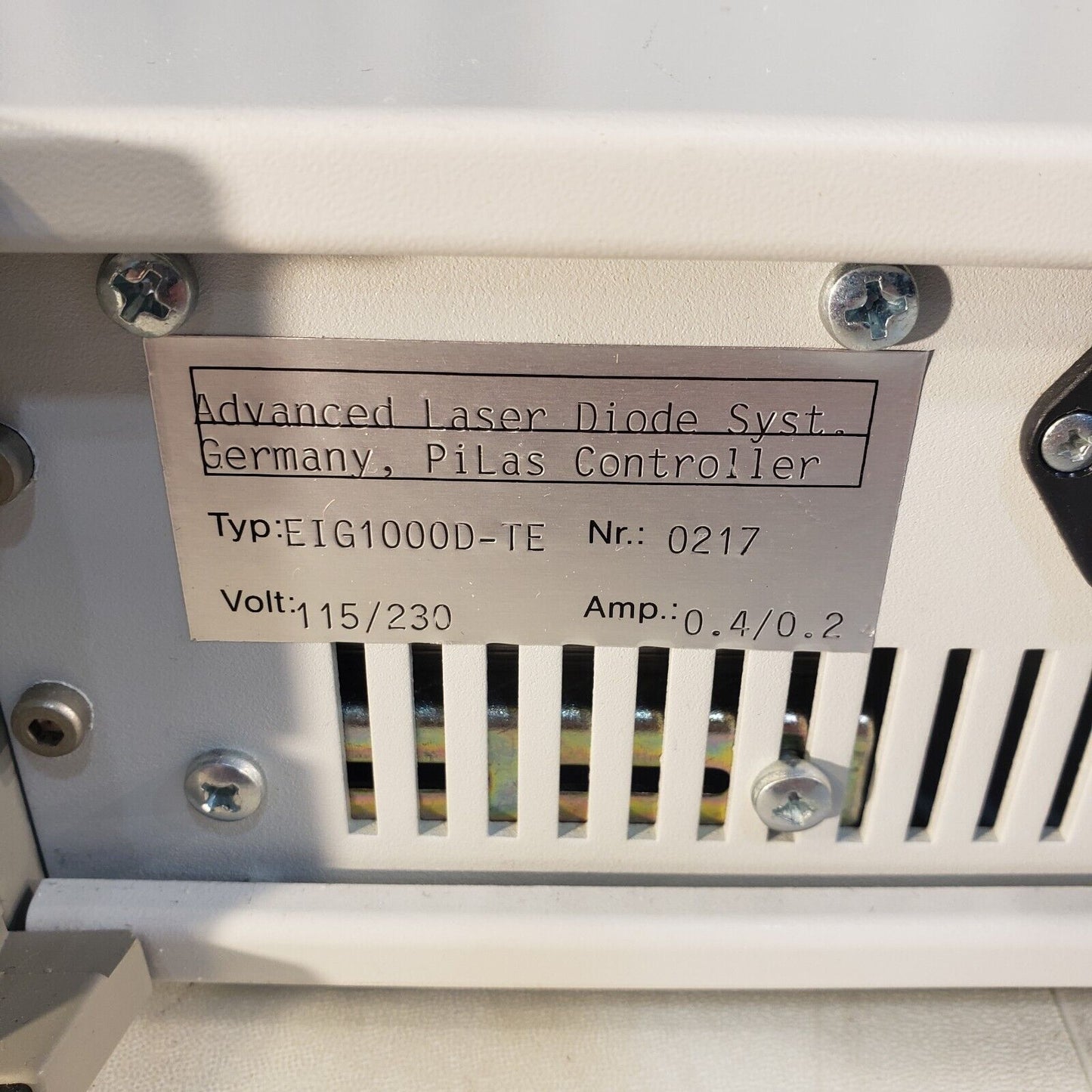 Advanced Photonic Systems EIG1000D-TE PiLas Controller Probe 823nm No Key