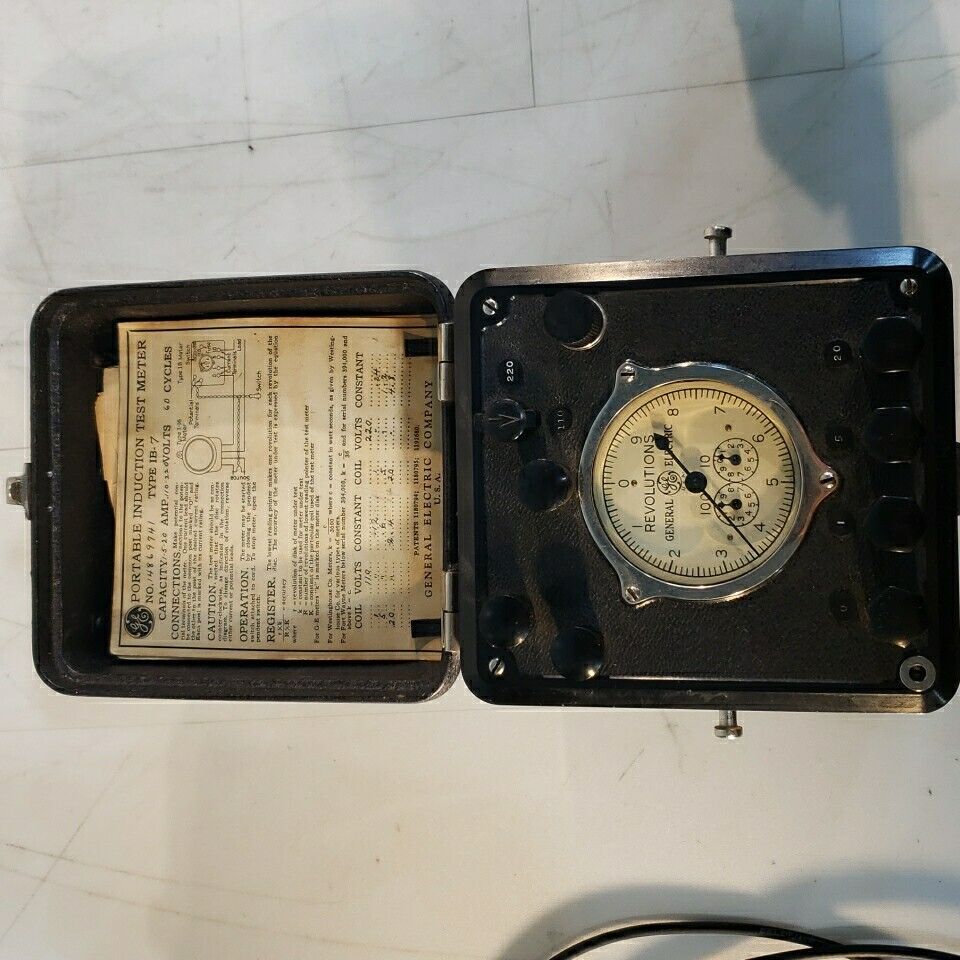 1929 Vintage General Electric Co. IB-7 Portable Induction Test Meter
