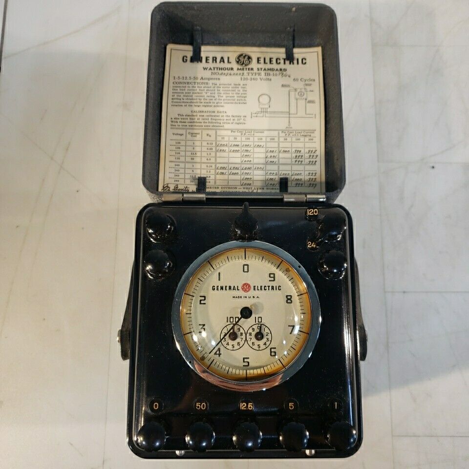 General Electric Vintage 1B-10 Portable Watthour Meter Standard Test Unit