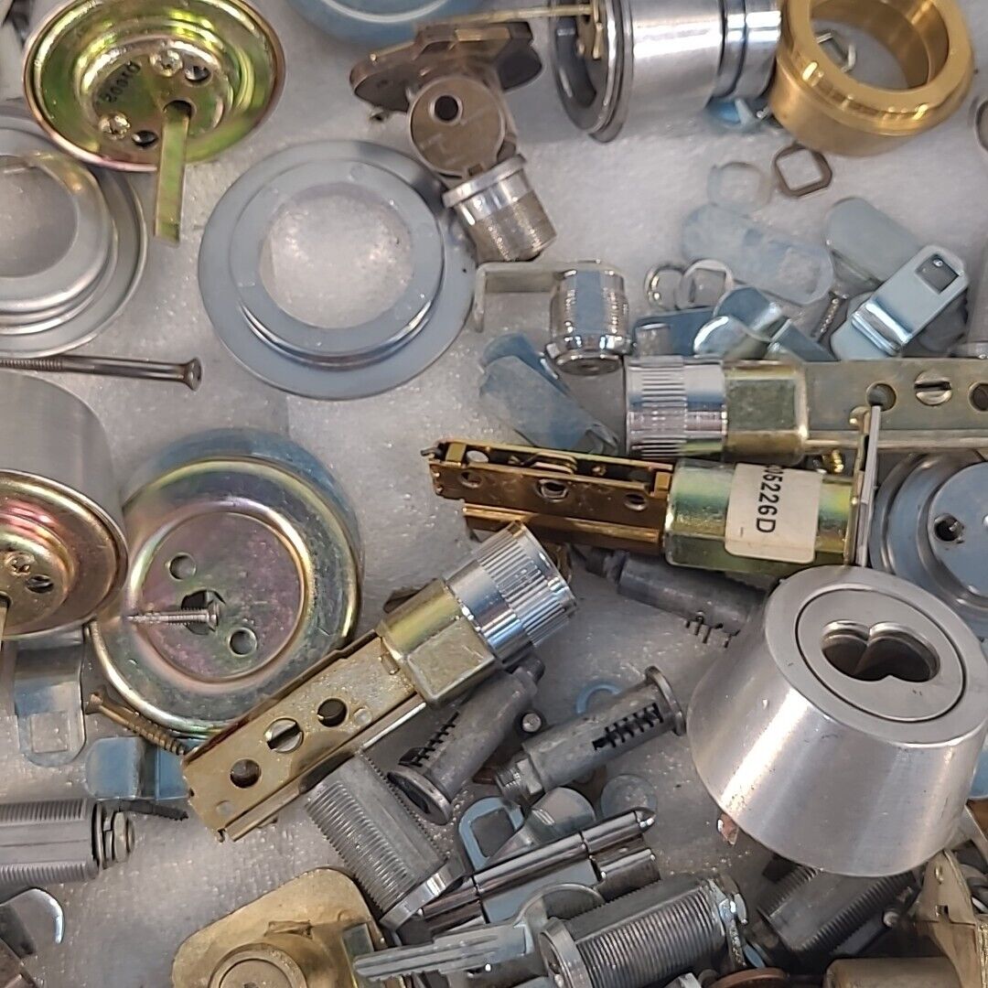Vintage Large Lot Of Locks Deadbolts Keys Latches Cores Simplex Yale Ilco Parts