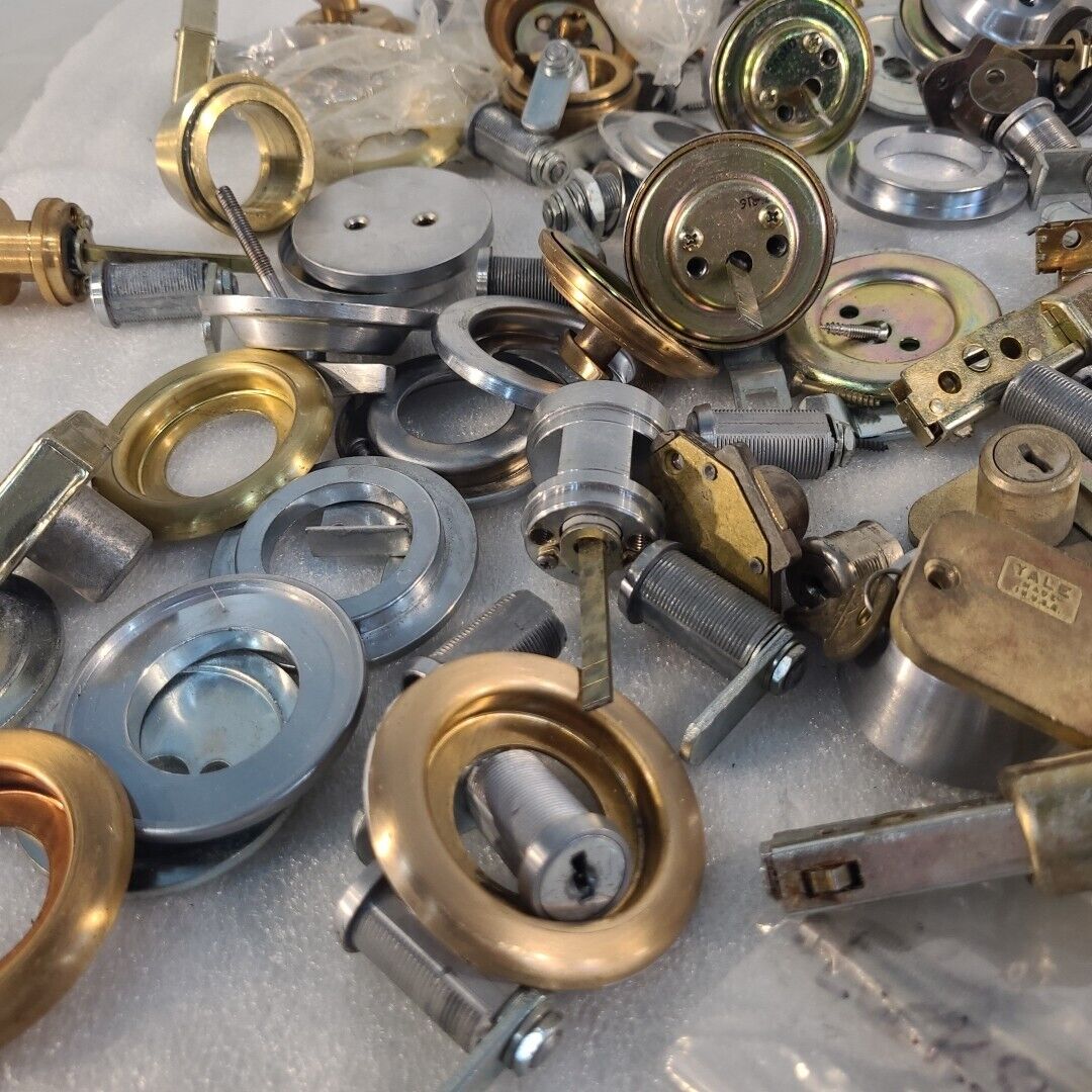 Vintage Large Lot Of Locks Deadbolts Keys Latches Cores Simplex Yale Ilco Parts