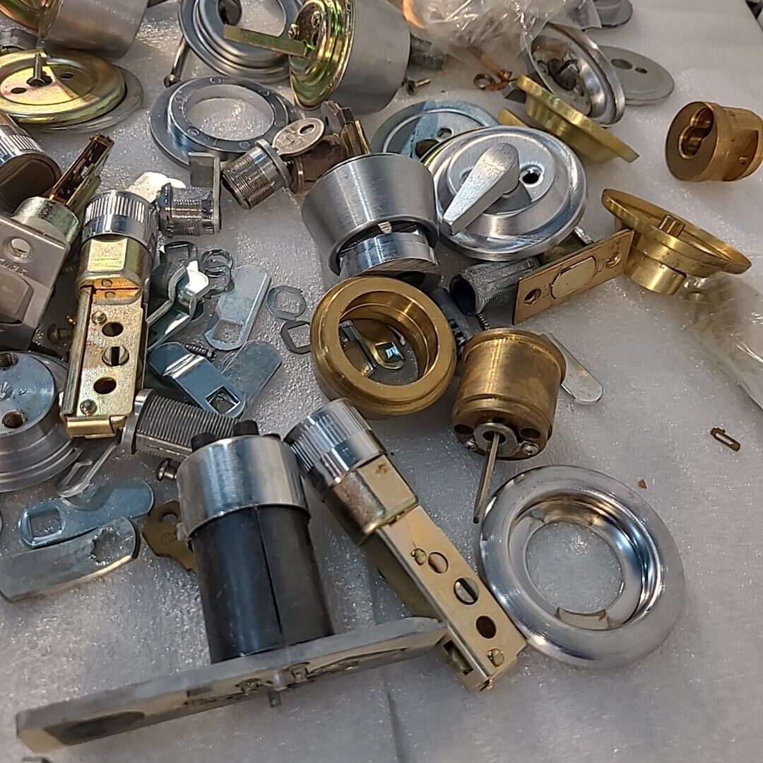 Vintage Large Lot Of Locks Deadbolts Keys Latches Cores Simplex Yale Ilco Parts