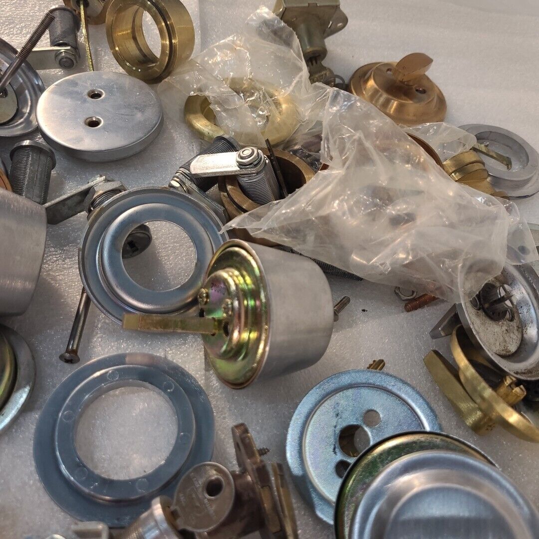 Vintage Large Lot Of Locks Deadbolts Keys Latches Cores Simplex Yale Ilco Parts