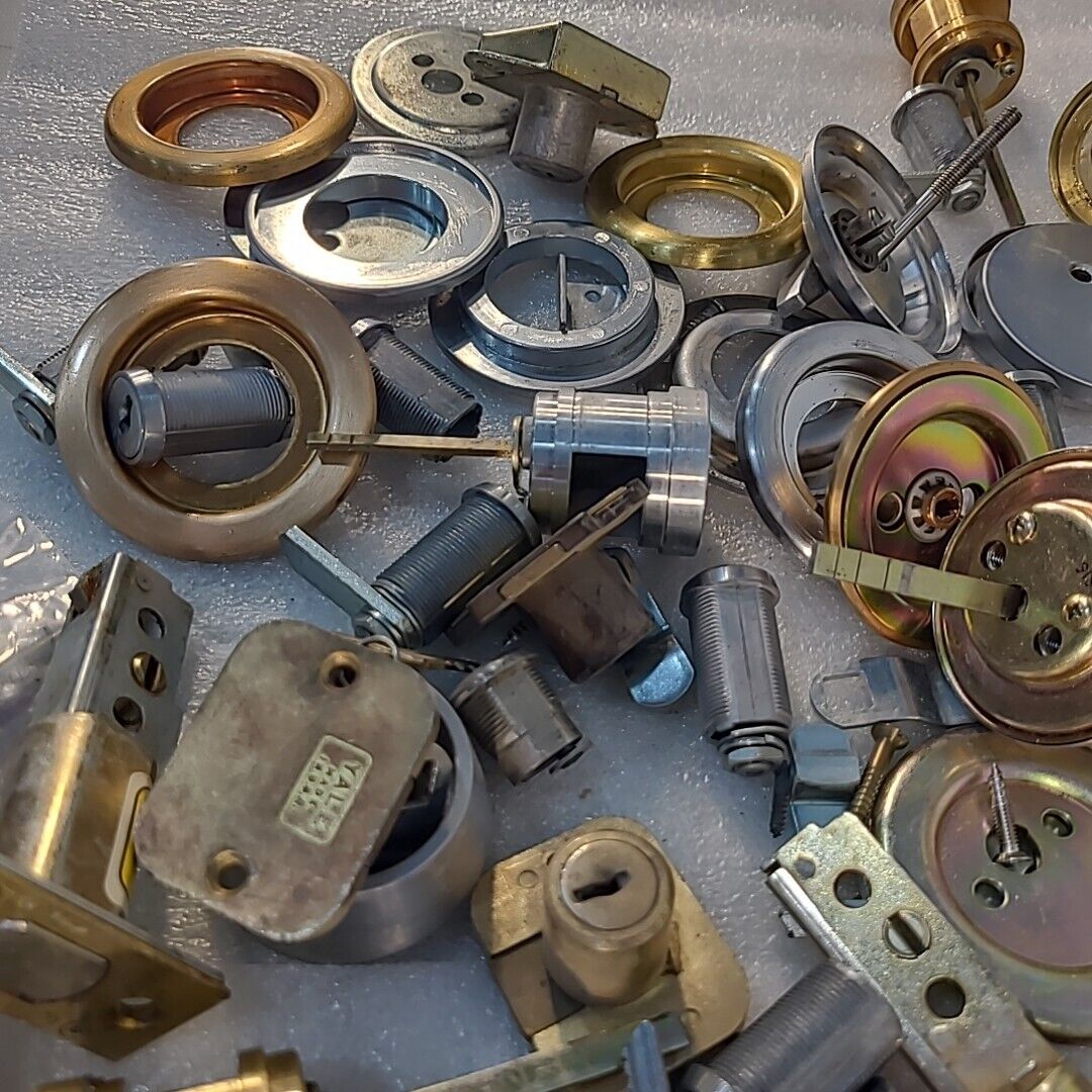 Vintage Large Lot Of Locks Deadbolts Keys Latches Cores Simplex Yale Ilco Parts