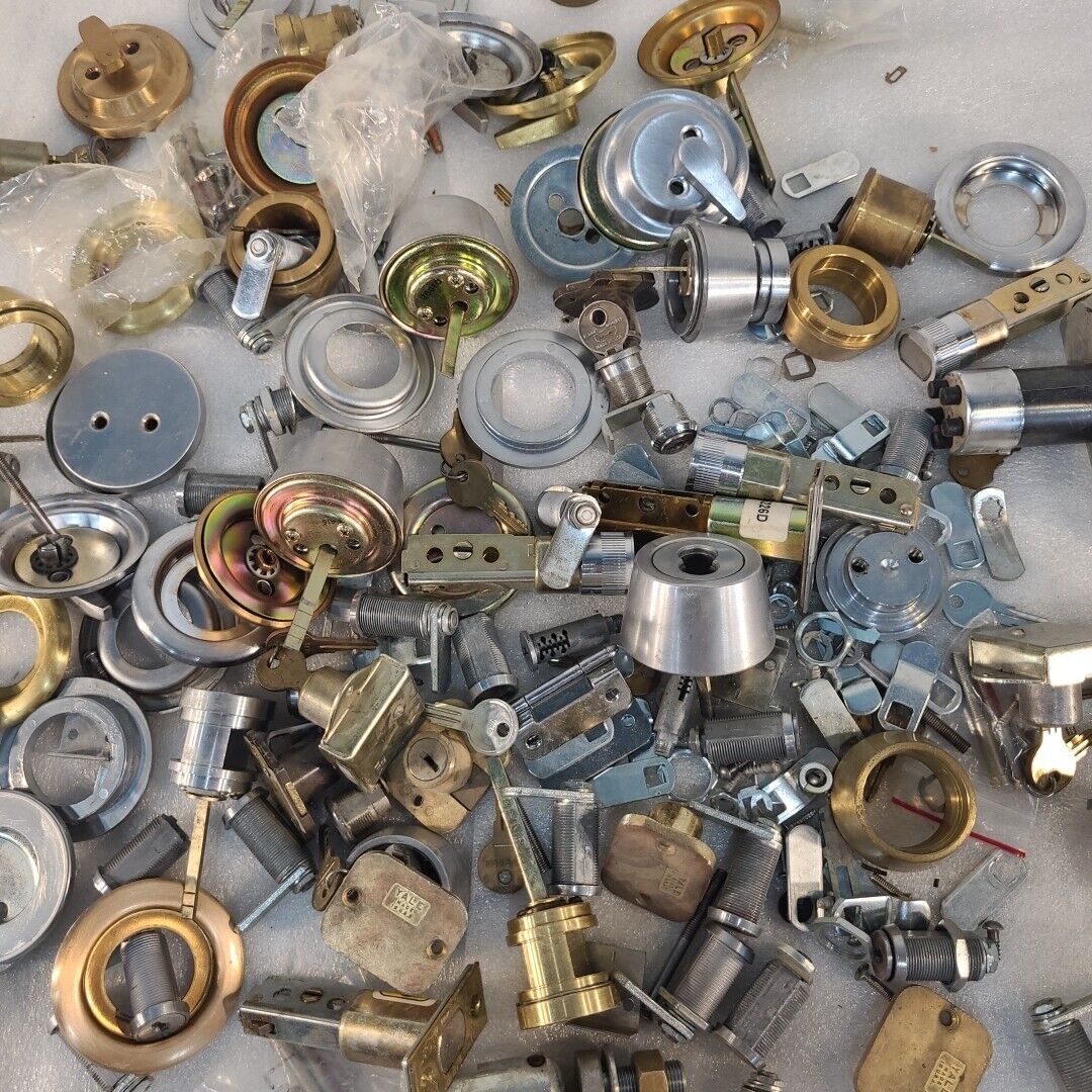 Vintage Large Lot Of Locks Deadbolts Keys Latches Cores Simplex Yale Ilco Parts