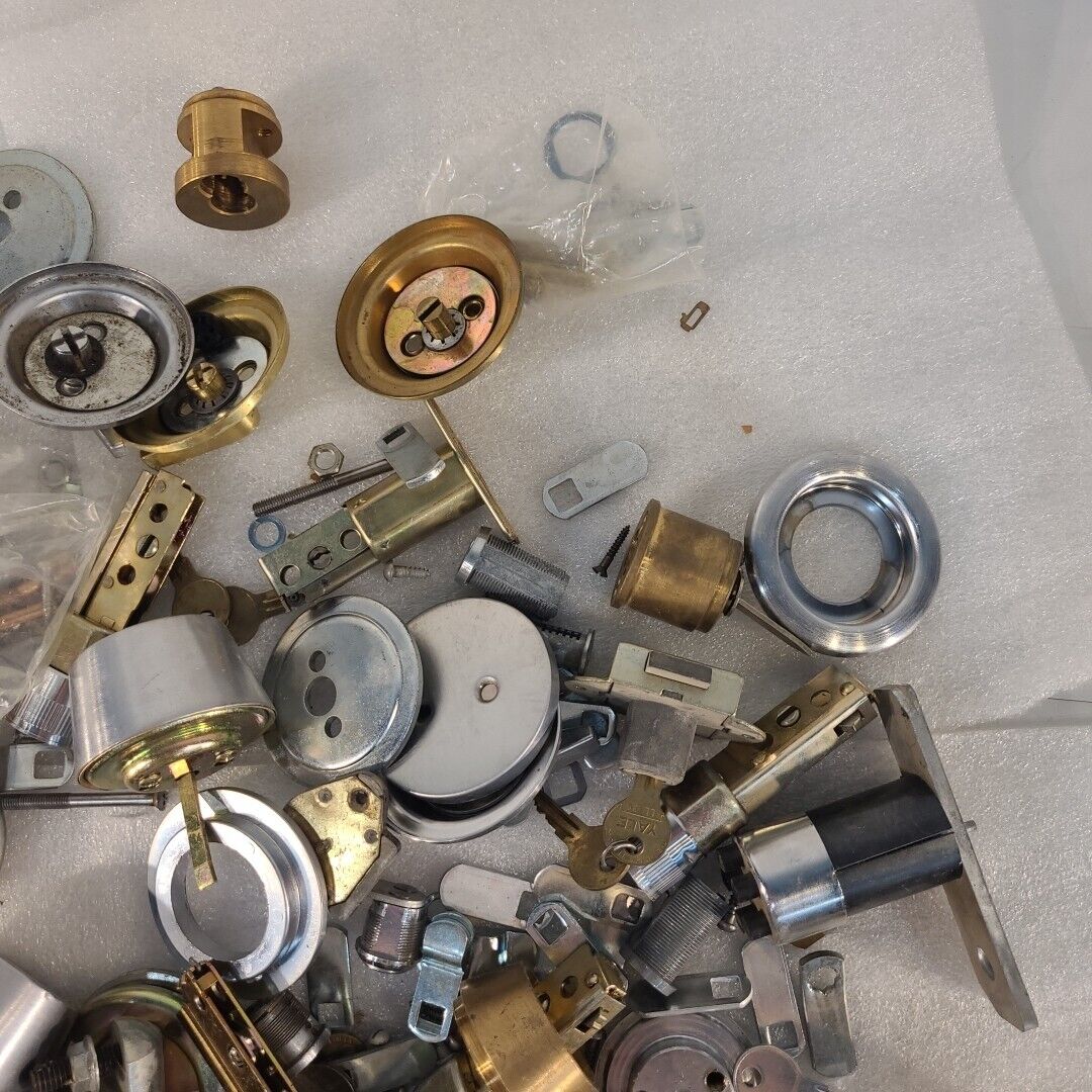 Vintage Large Lot Of Locks Deadbolts Keys Latches Cores Simplex Yale Ilco Parts