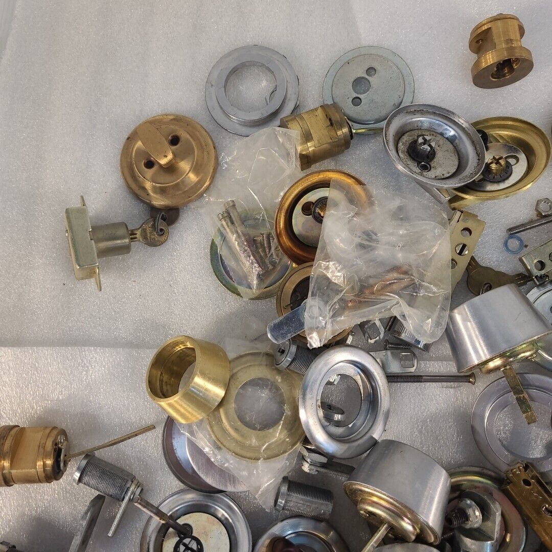 Vintage Large Lot Of Locks Deadbolts Keys Latches Cores Simplex Yale Ilco Parts