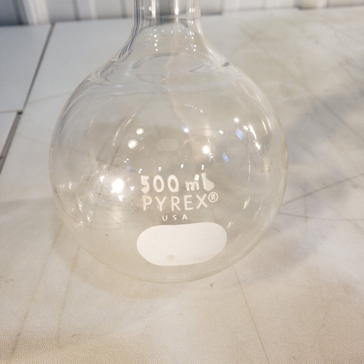 Pyrex 500mL Long Neck Round Bottom Glass Flask