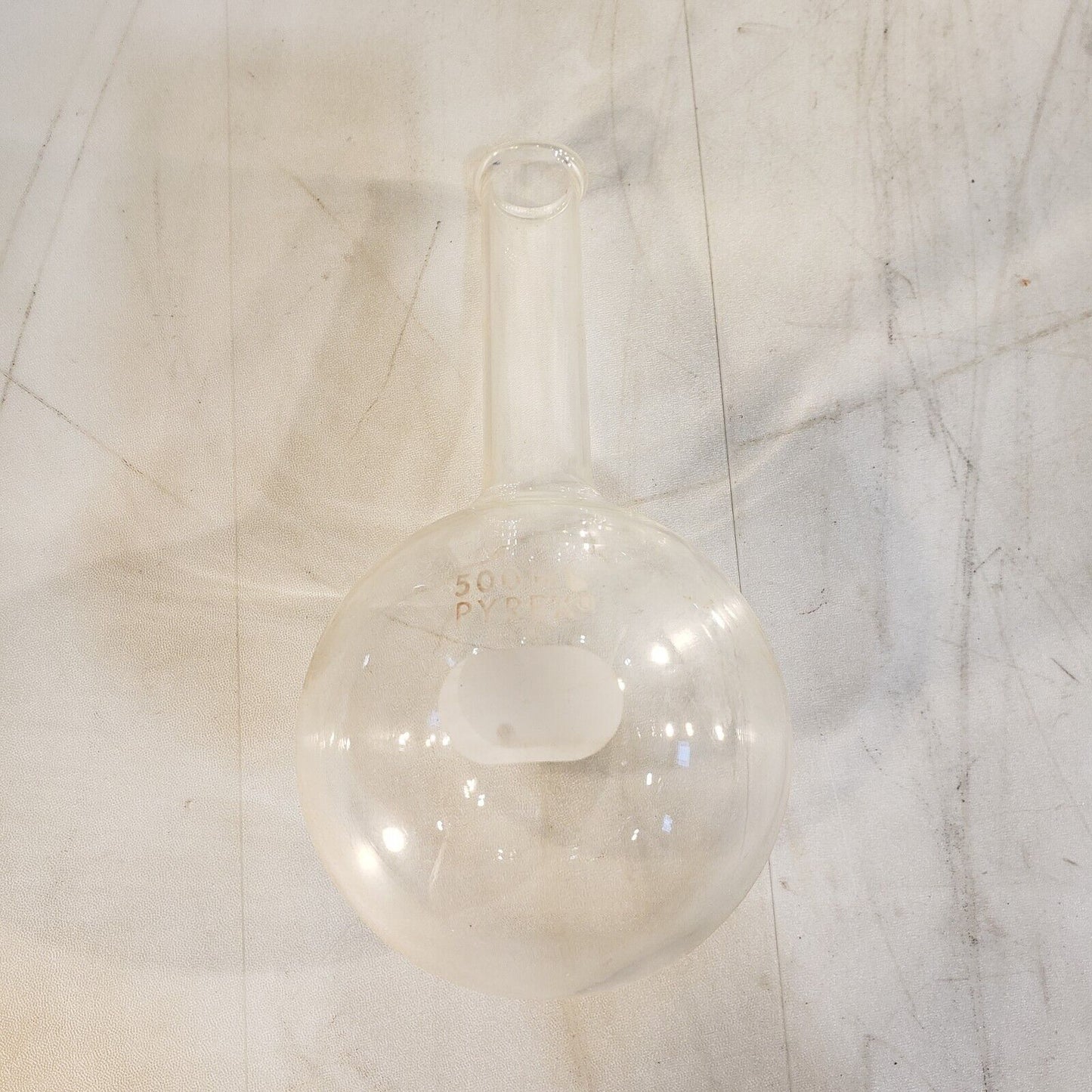 Pyrex 500mL Long Neck Round Bottom Glass Flask