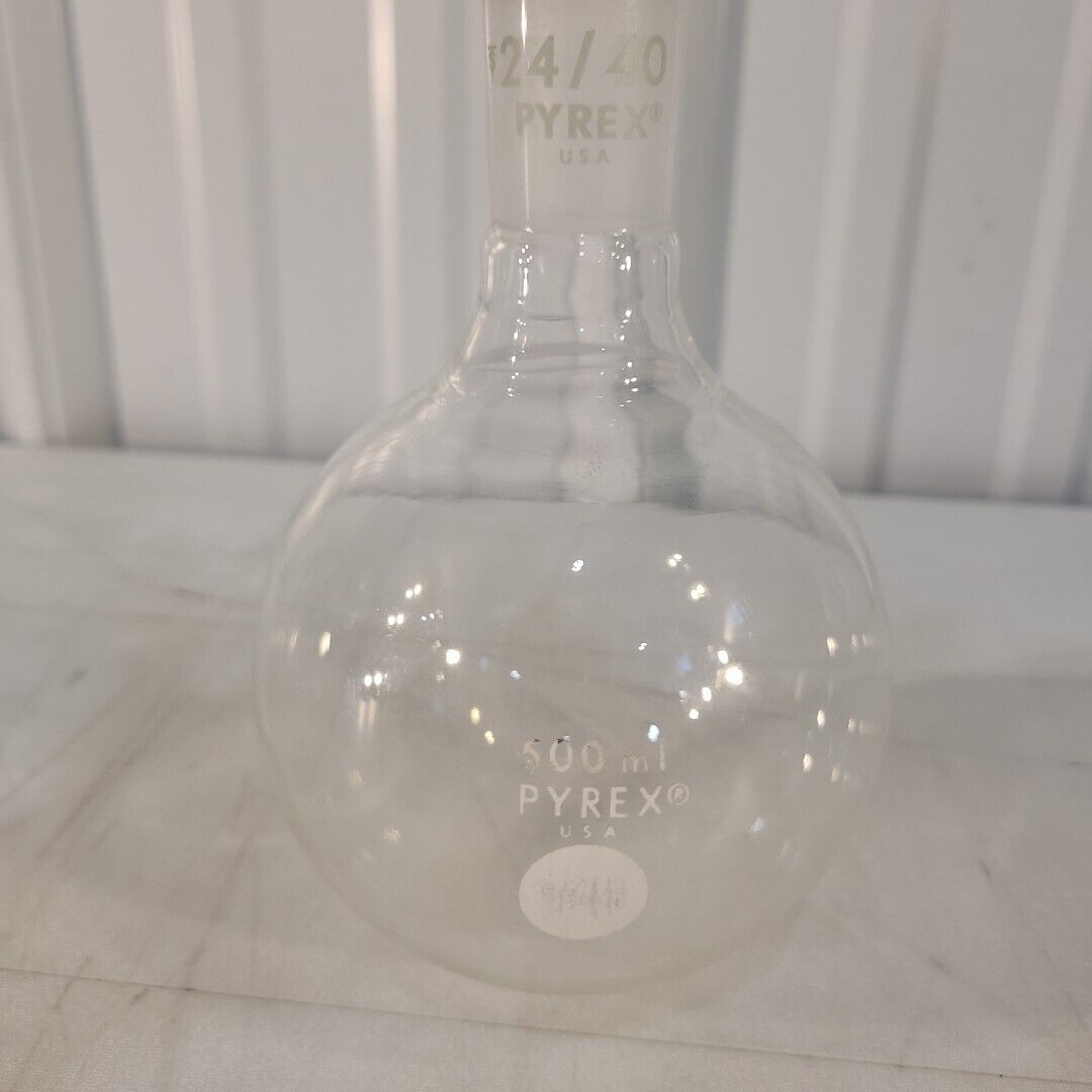 Pyrex 500mL Round Bottom Glass Boiling Flask 24/40 Female Connector Labratory