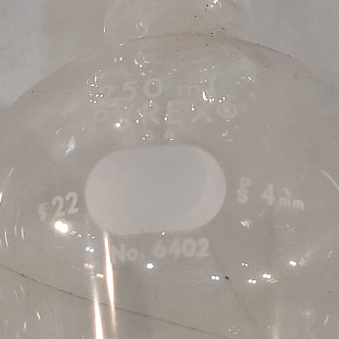 Pyrex 6402 250mL Squibb Separatory Funnel Pear-shaped PTFE Stopcock Lab
