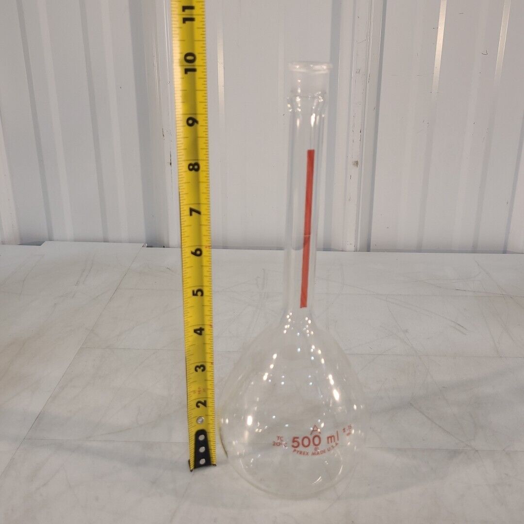 Pyrex 500mL Flat Bottom Long Neck Flask A 10" Labratory Glassware Tc