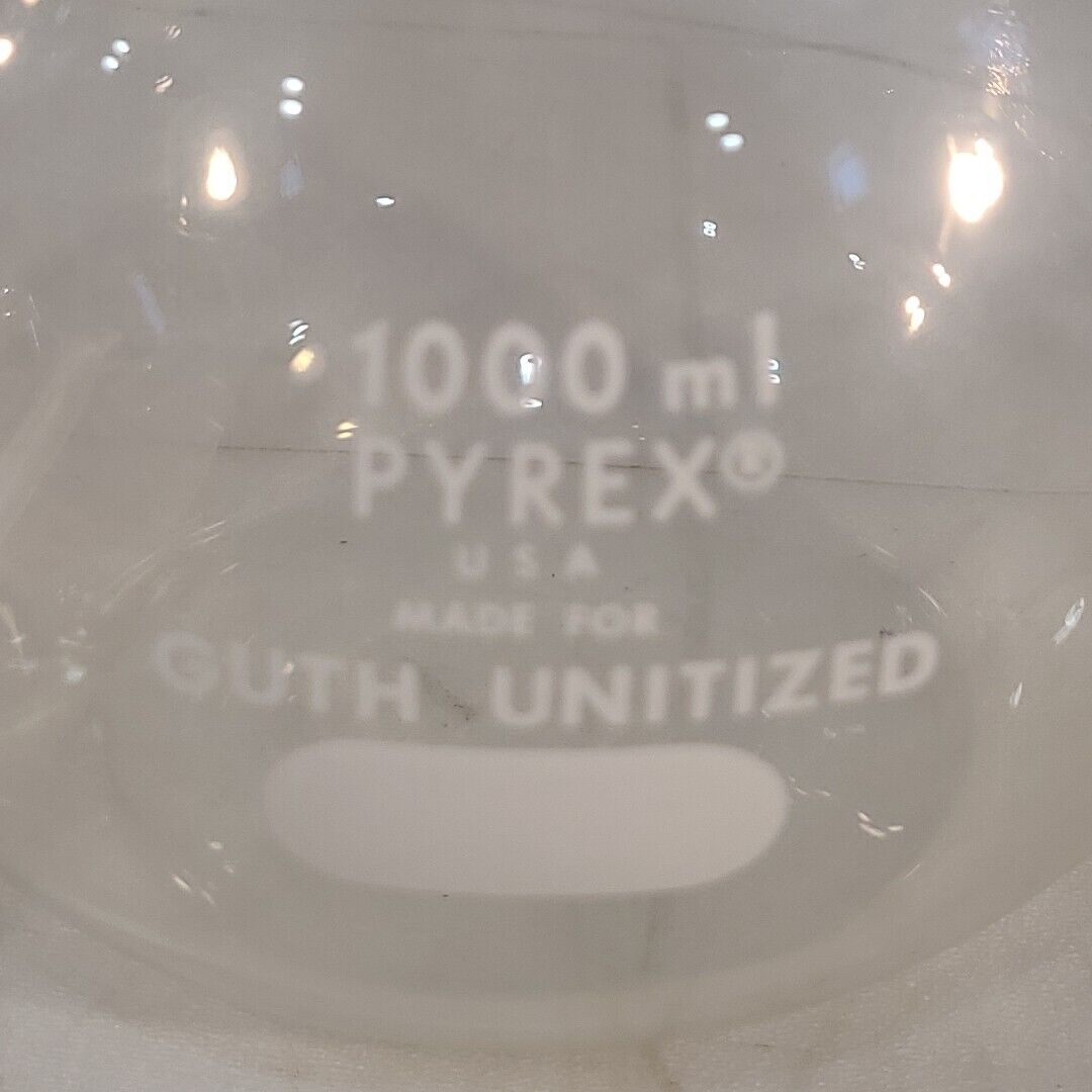 Pyrex 1000mL Flat Bottom Flask Guth Unitized Washbottle Glassware Labratory