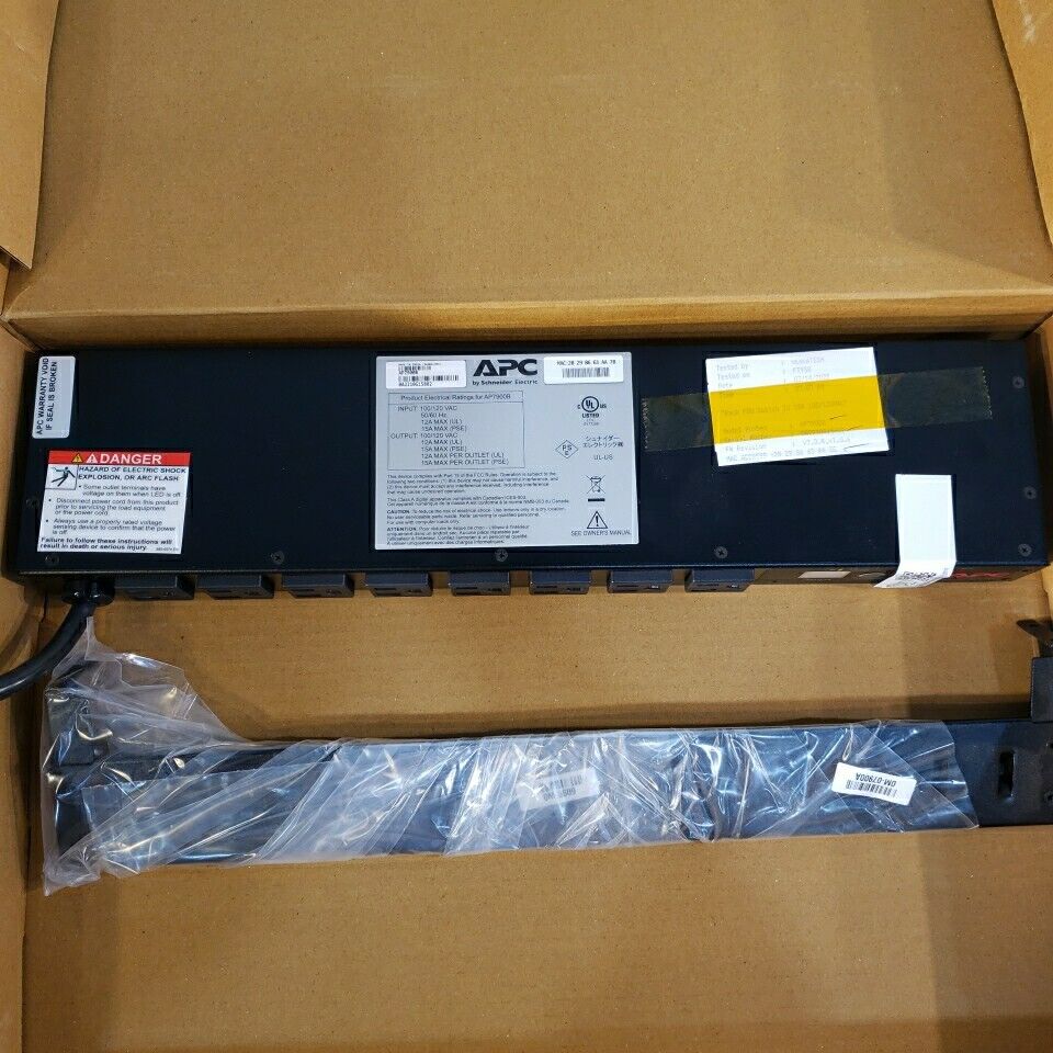 APC AP7800B 1U 15A Metered Rack PDU - Black 100/120VAC 50/60Hz 12A Max (UL)