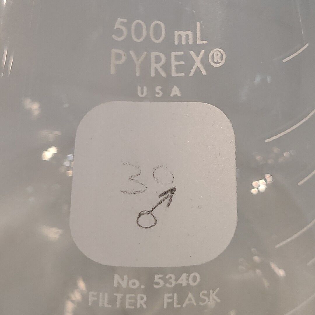 Pyrex 5340 500mL Erlenmeyer Flask Conical W/ Sidearm Filtering Labratory Glass