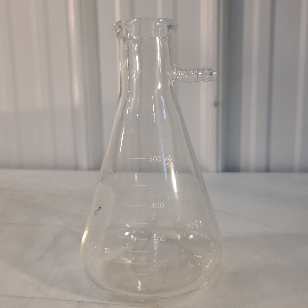 Pyrex 5340 500mL Erlenmeyer Flask Conical W/ Sidearm Filtering Labratory Glass