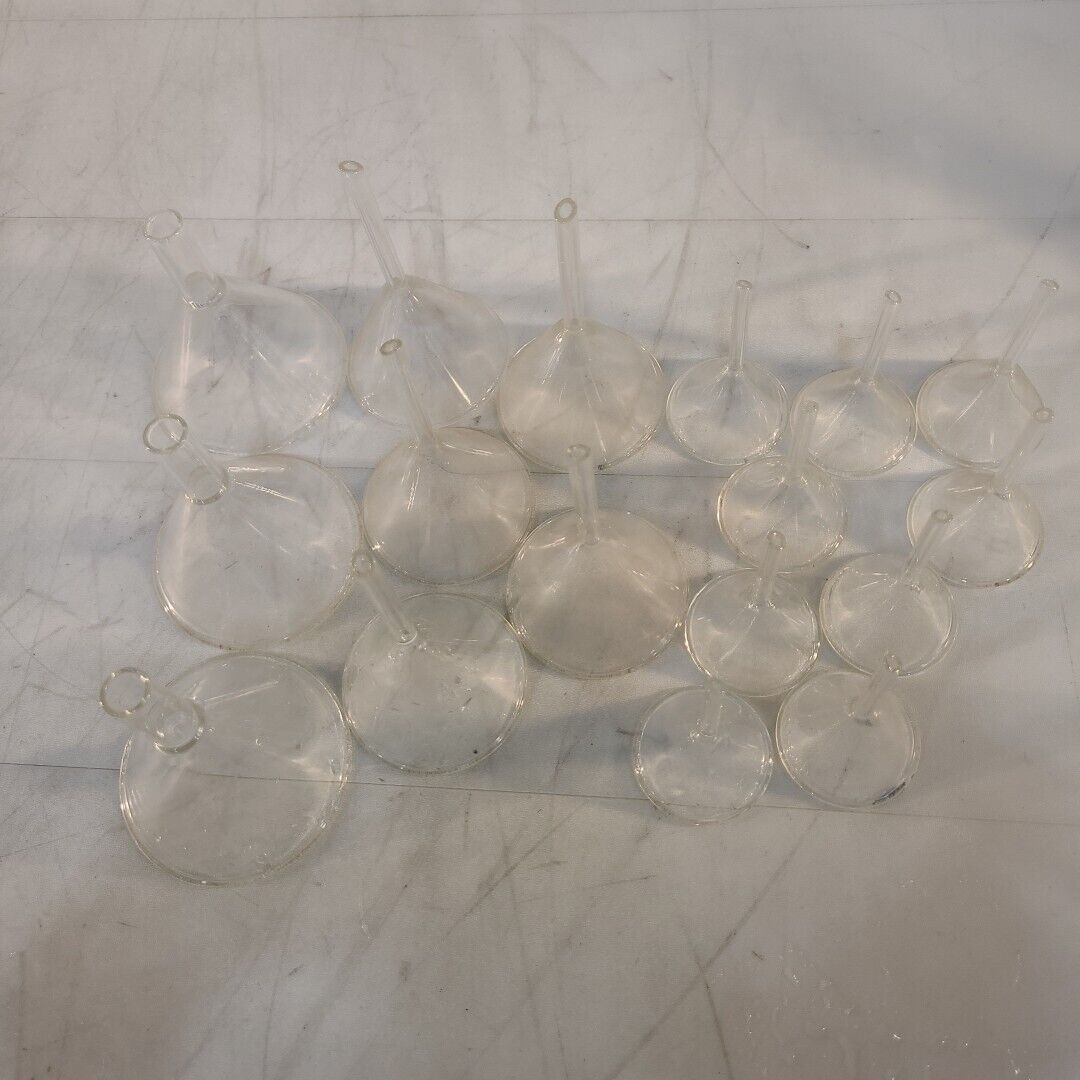 Lot Of 17- Kimax 58 Filter Funnels Labratory Glassware 3x 125mL 5x 75mL 9x 25mL