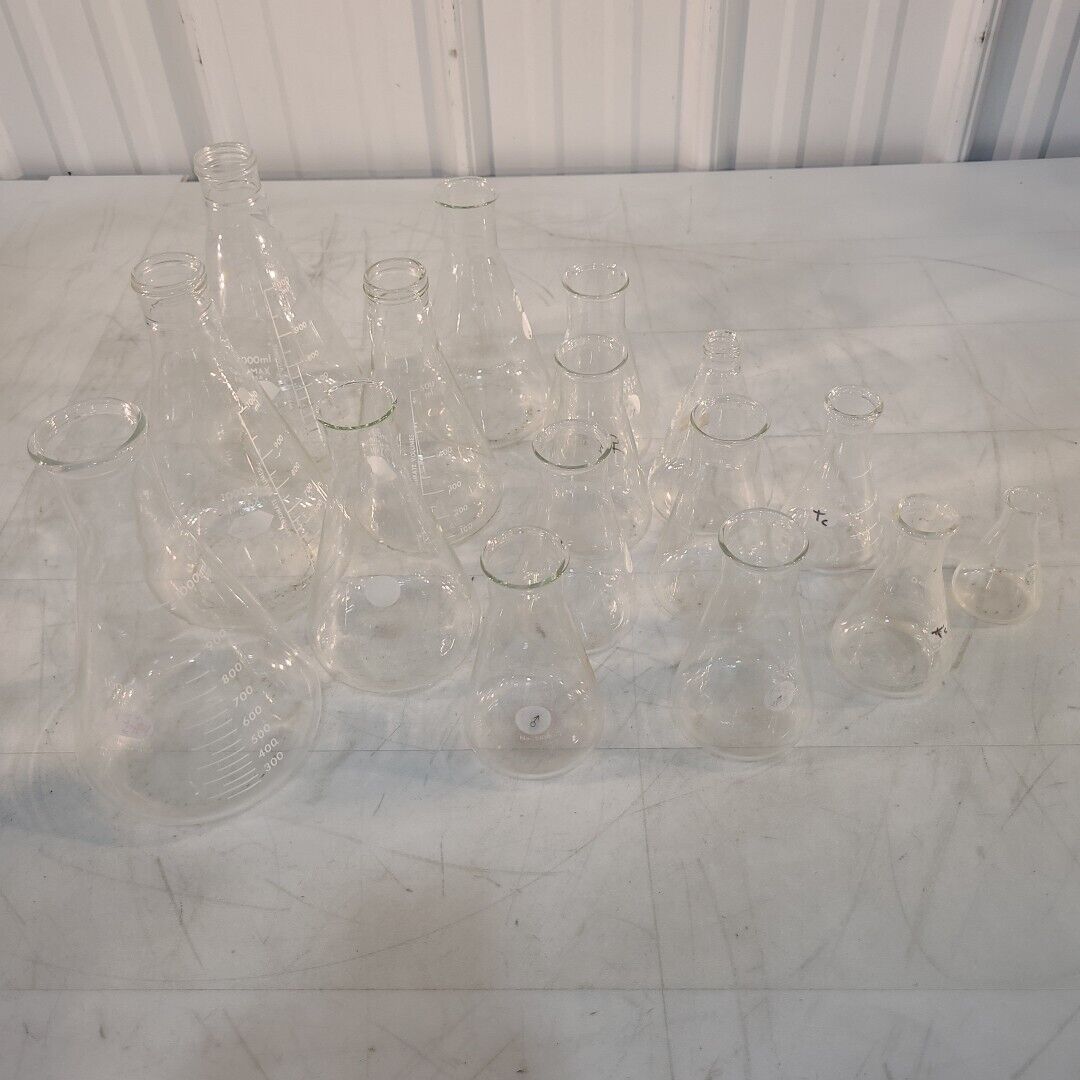 Lot Of 16- Kimax Pyrex 26505 4980 5100 Erlenmeyer Flask Labratory Glassware mL