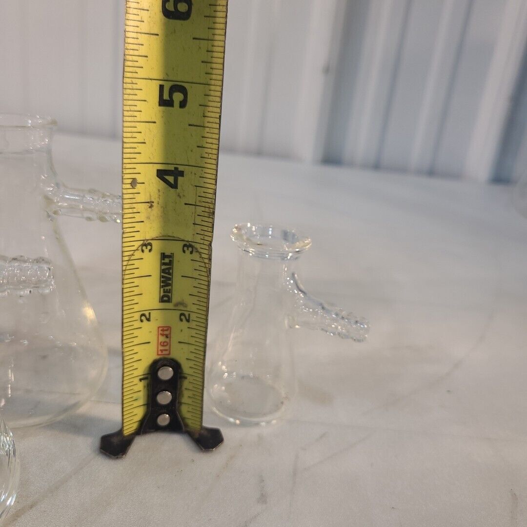 Lot Of 7 Pyrex Kimax 5340 27060 Erlenmeyer Flasks w/ Filtering Sidearm