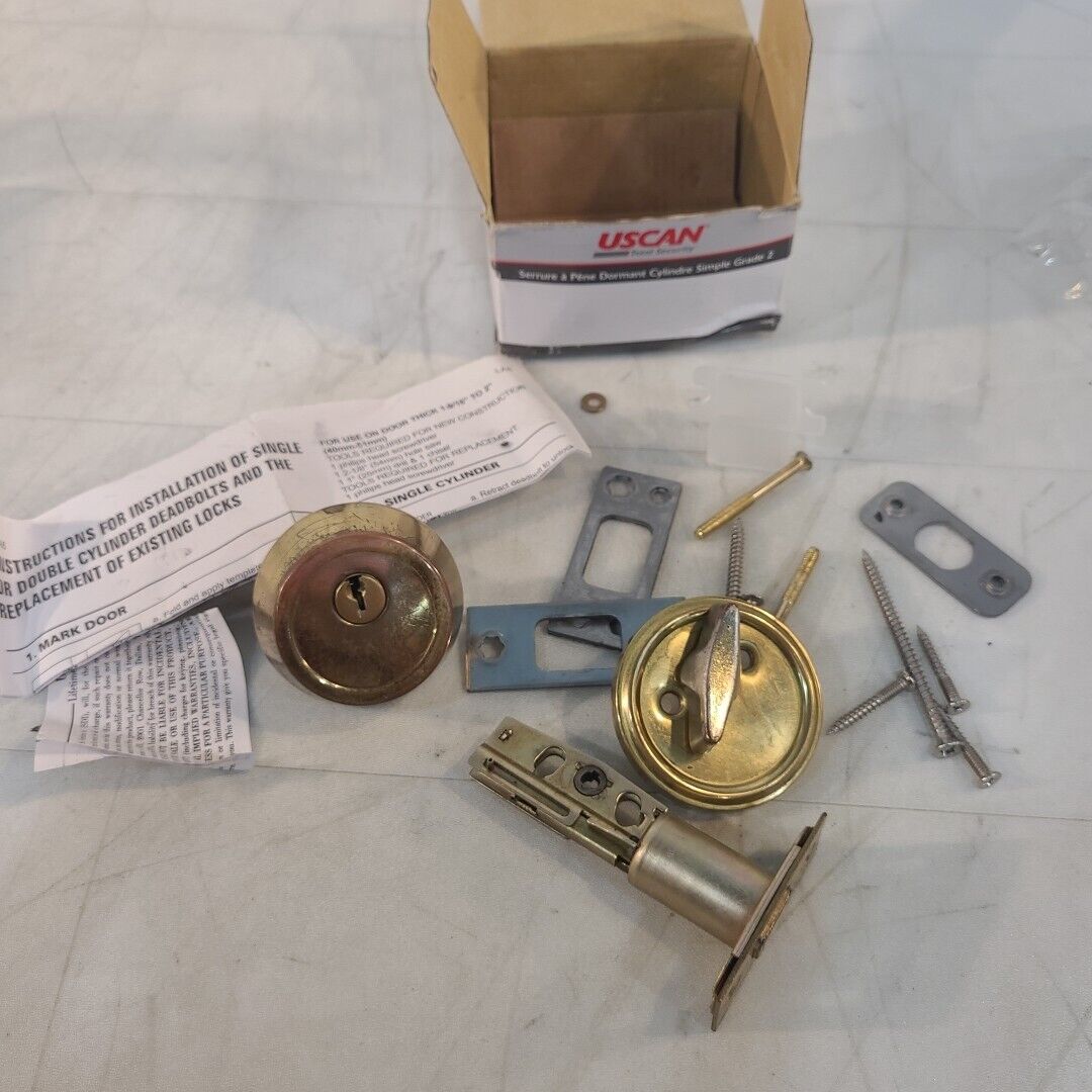 Uscan Grade 2 Single Cylinder Deadbolt Brass Finish D130-IC