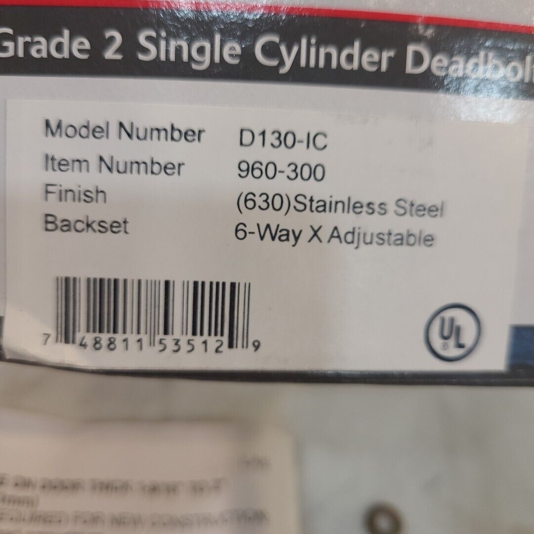 Uscan Grade 2 Single Cylinder Deadbolt Brass Finish D130-IC