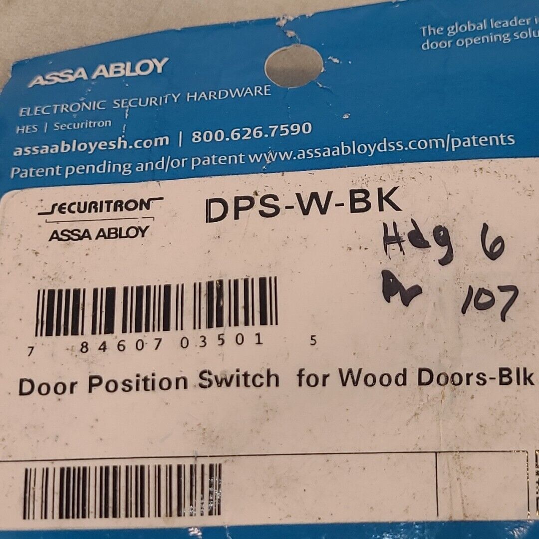 Securitron DPS-W-BK Door Position Switch Black Wood Doors Assa Abloy Security
