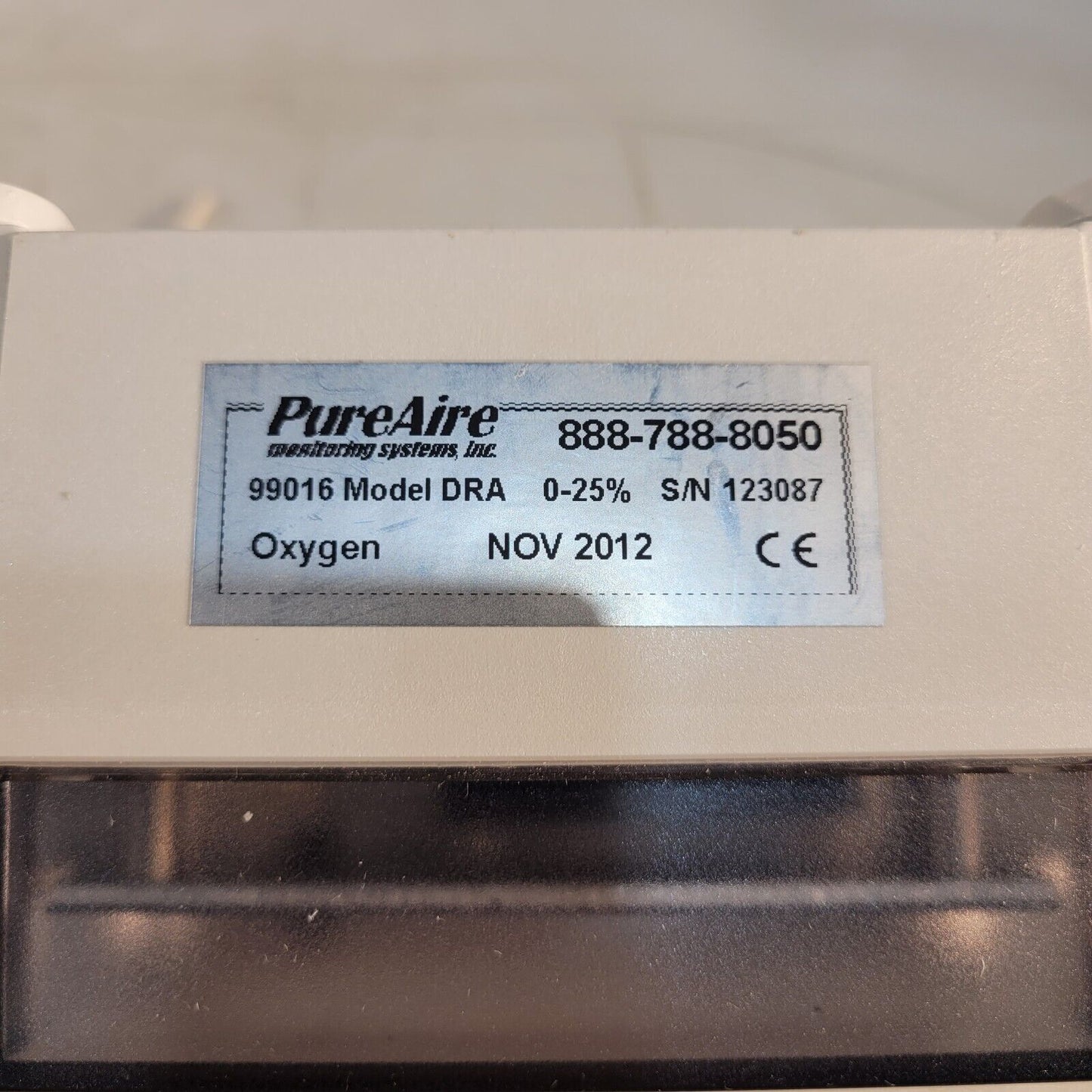 PureAire DRA 99016 Oxygen Deficiency Monitor 0-25%