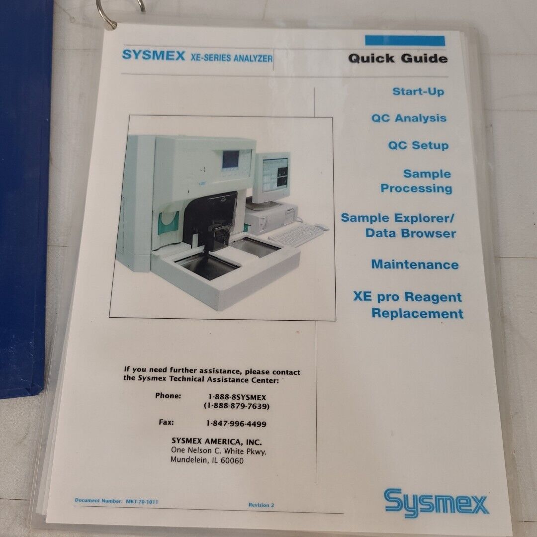 Sysmex XE-2100 Owners Operators Manual Technical Guide Maintenance w/ Driver USB