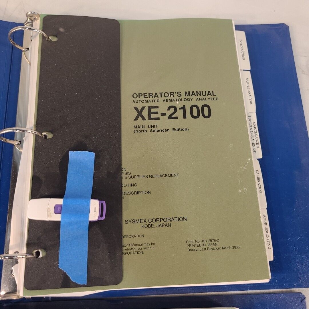 Sysmex XE-2100 Owners Operators Manual Technical Guide Maintenance w/ Driver USB