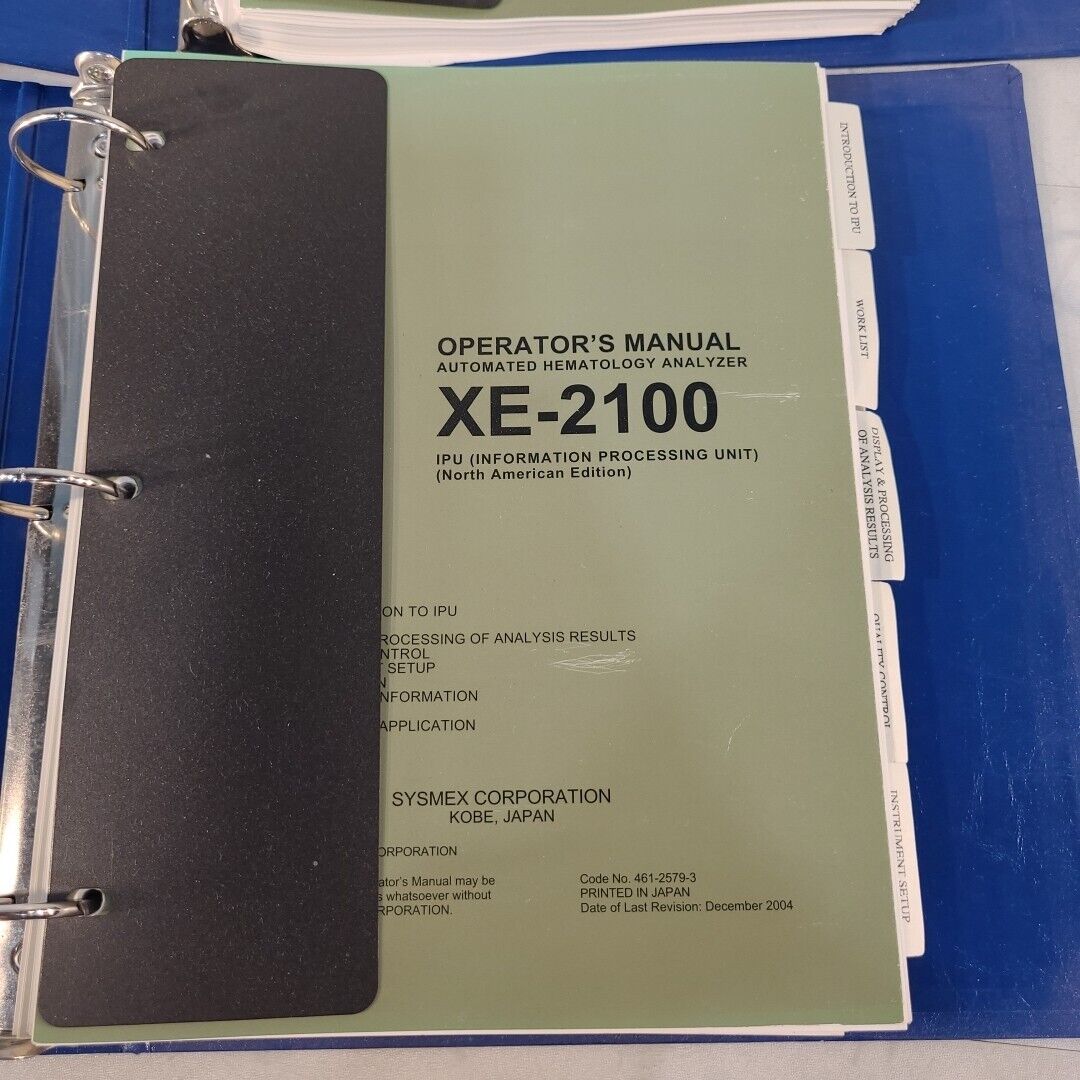 Sysmex XE-2100 Owners Operators Manual Technical Guide Maintenance w/ Driver USB