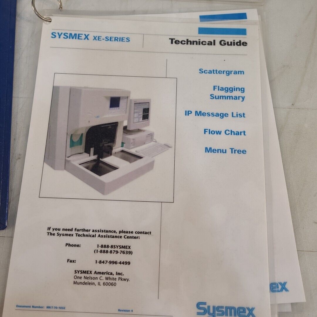 Sysmex XE-2100 Owners Operators Manual Technical Guide Maintenance w/ Driver USB