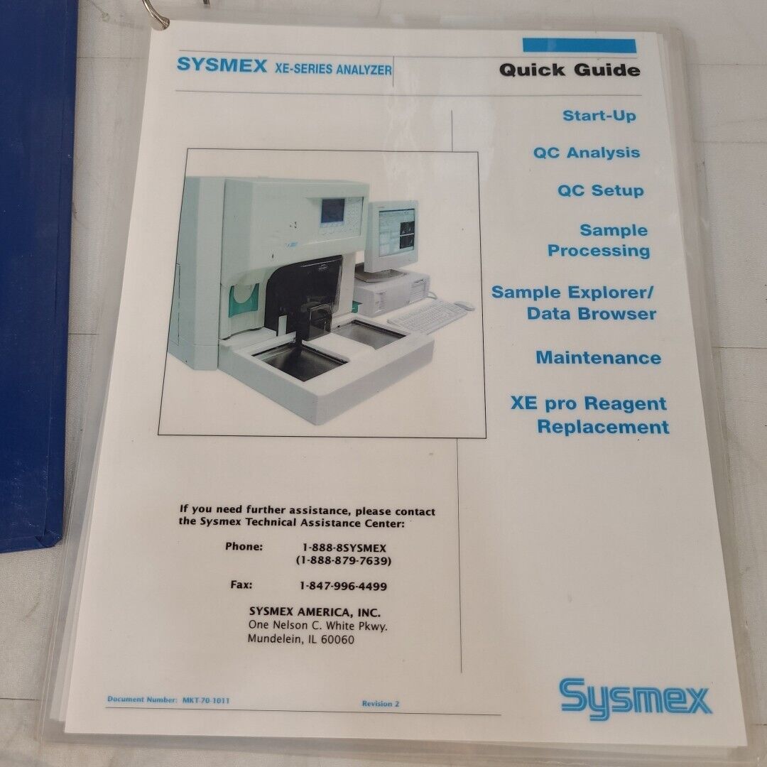 Sysmex XE-2100 Owners Operators Manual Technical Guide Maintenance w/ Driver USB