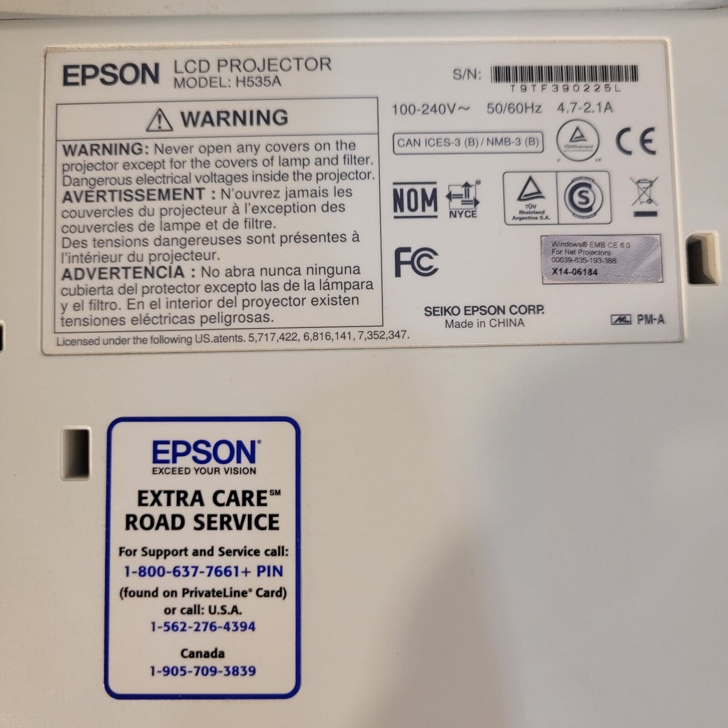 FRESH LAMP Epson Power Light Pro G6450WU LCD Projector H535A 0 Lamp Hours
